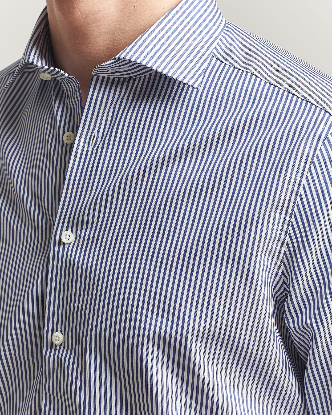 Heren | Overhemden | Stenströms | Slimline Stripe Cut Away Shirt Navy