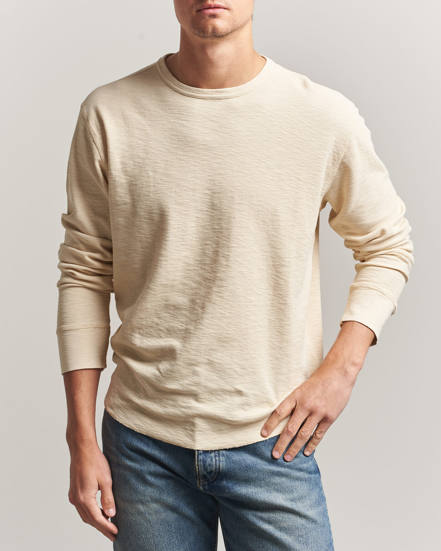 Homme | T-shirts | Sunflower | Long Sleeve Waffle Tee Beige