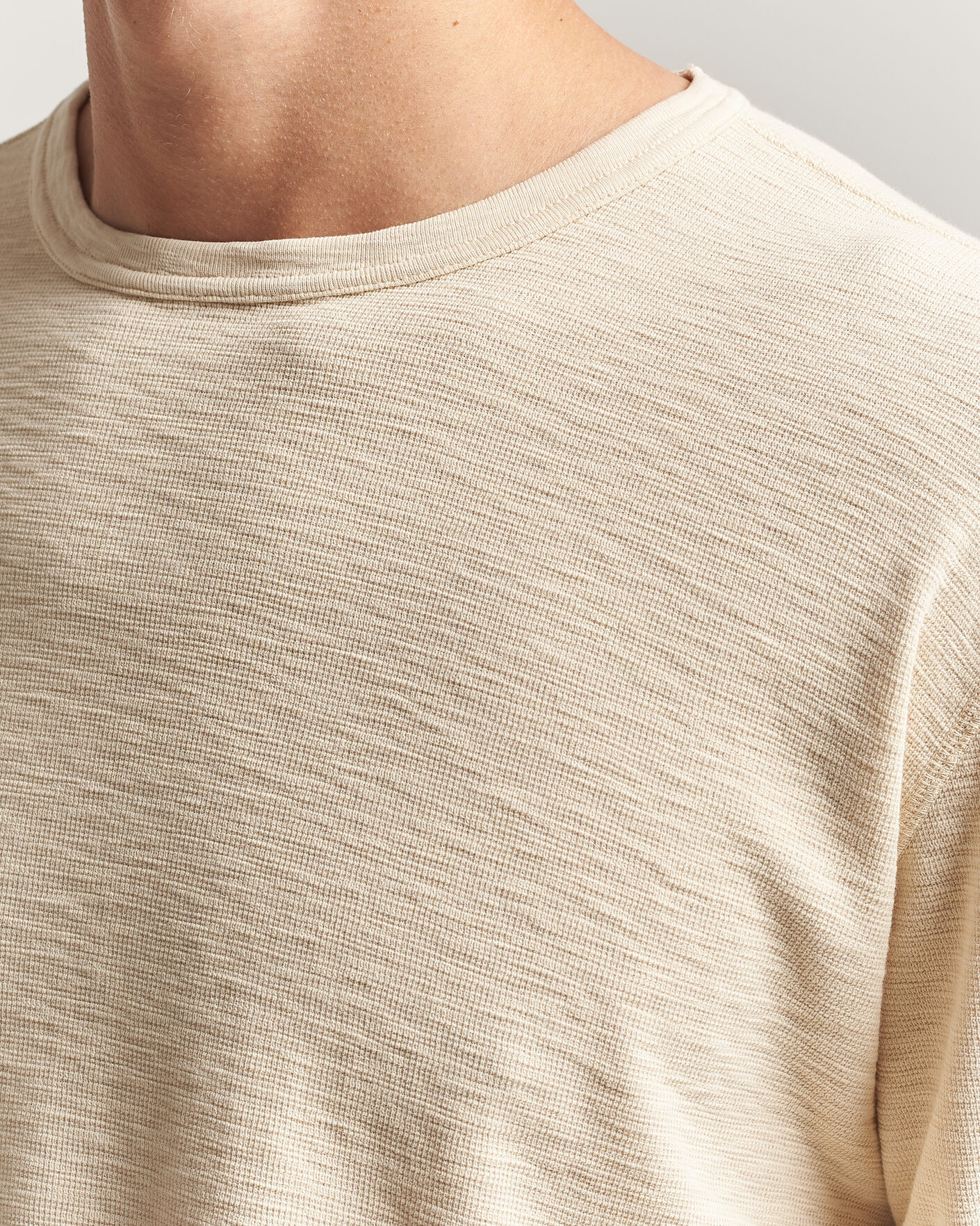 Heren | T-shirts | Sunflower | Long Sleeve Waffle Tee Beige