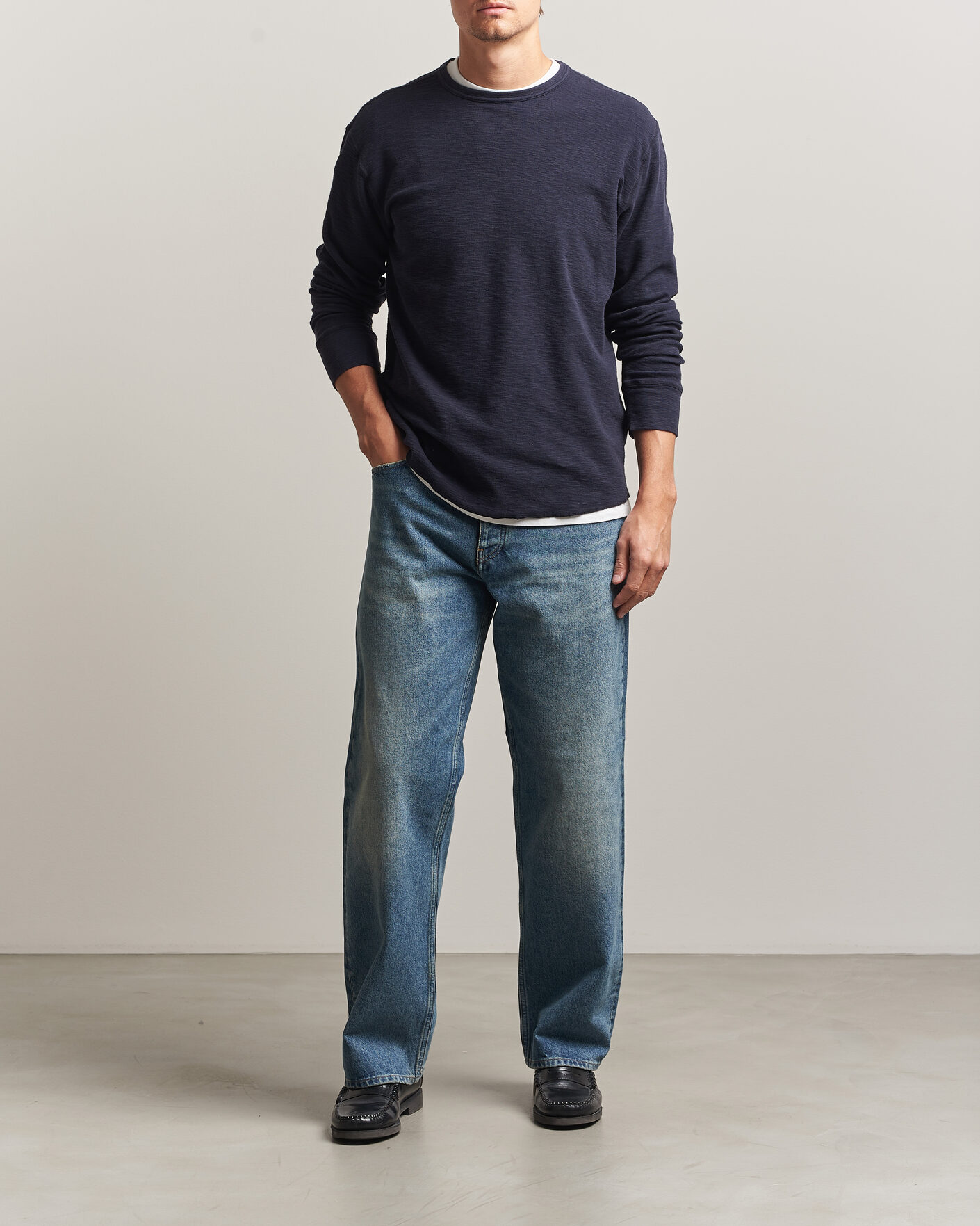 Homme | T-shirts | Sunflower | Long Sleeve Waffle Tee Navy