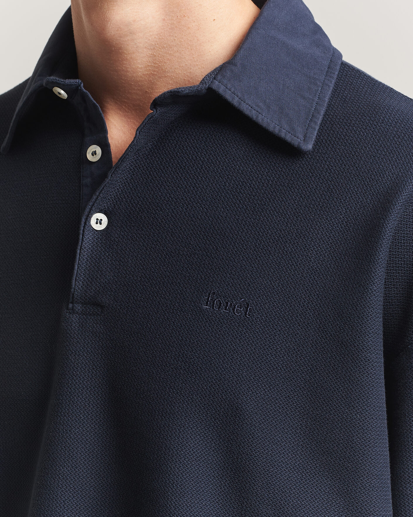 Heren | Truien | Forét | Herb Textured Knit Polo Navy