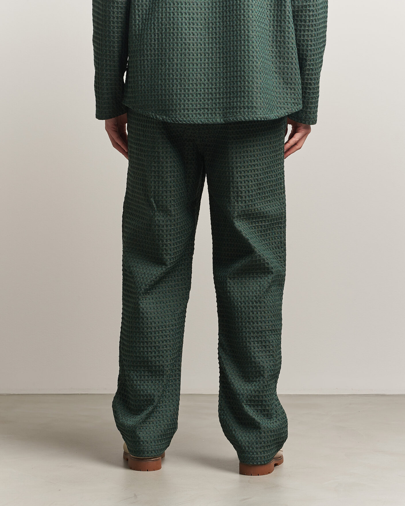 Heren | Broeken | LES DEUX | Check Seersucker Casual Pants Pine Green