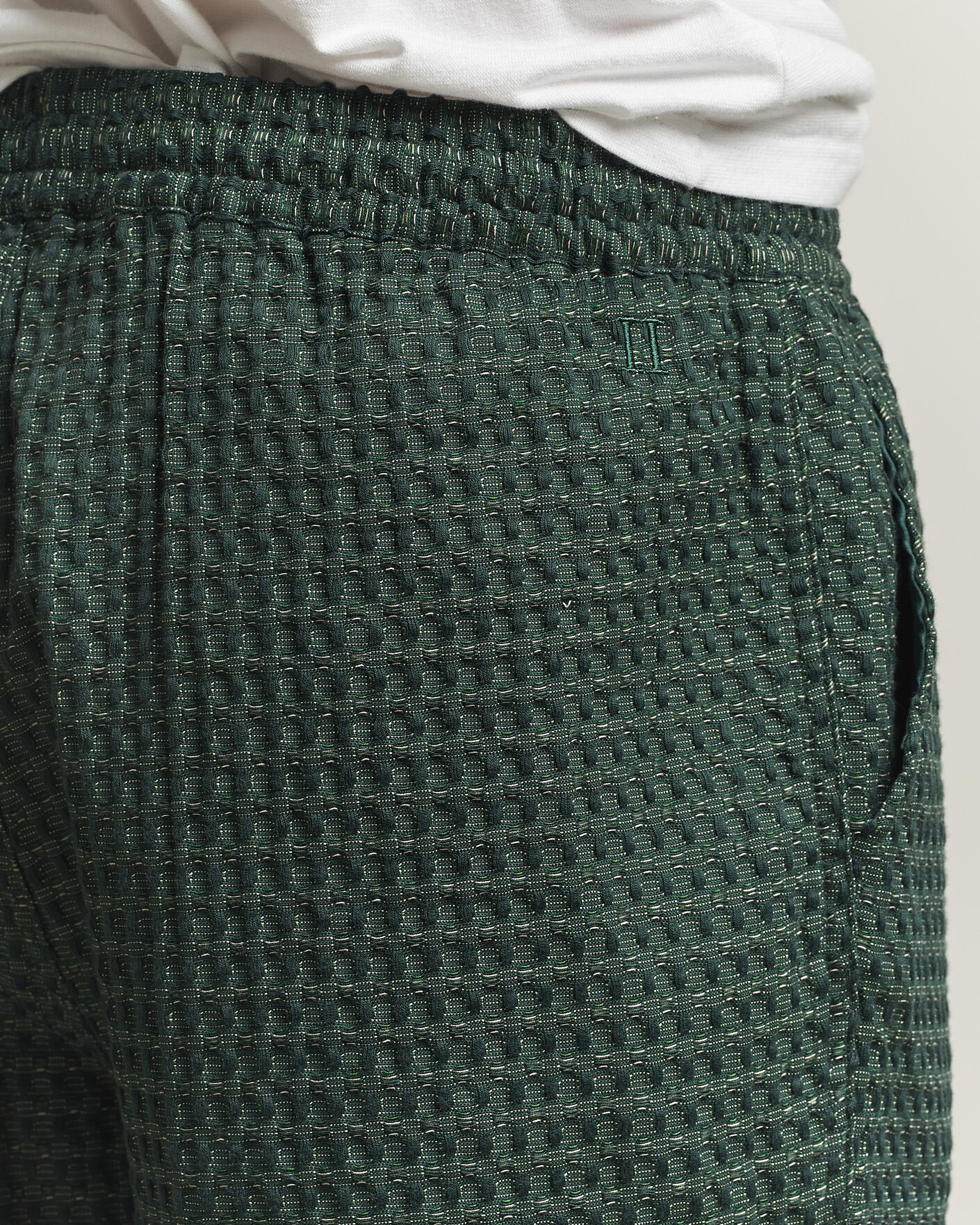 Heren | Broeken | LES DEUX | Check Seersucker Casual Pants Pine Green