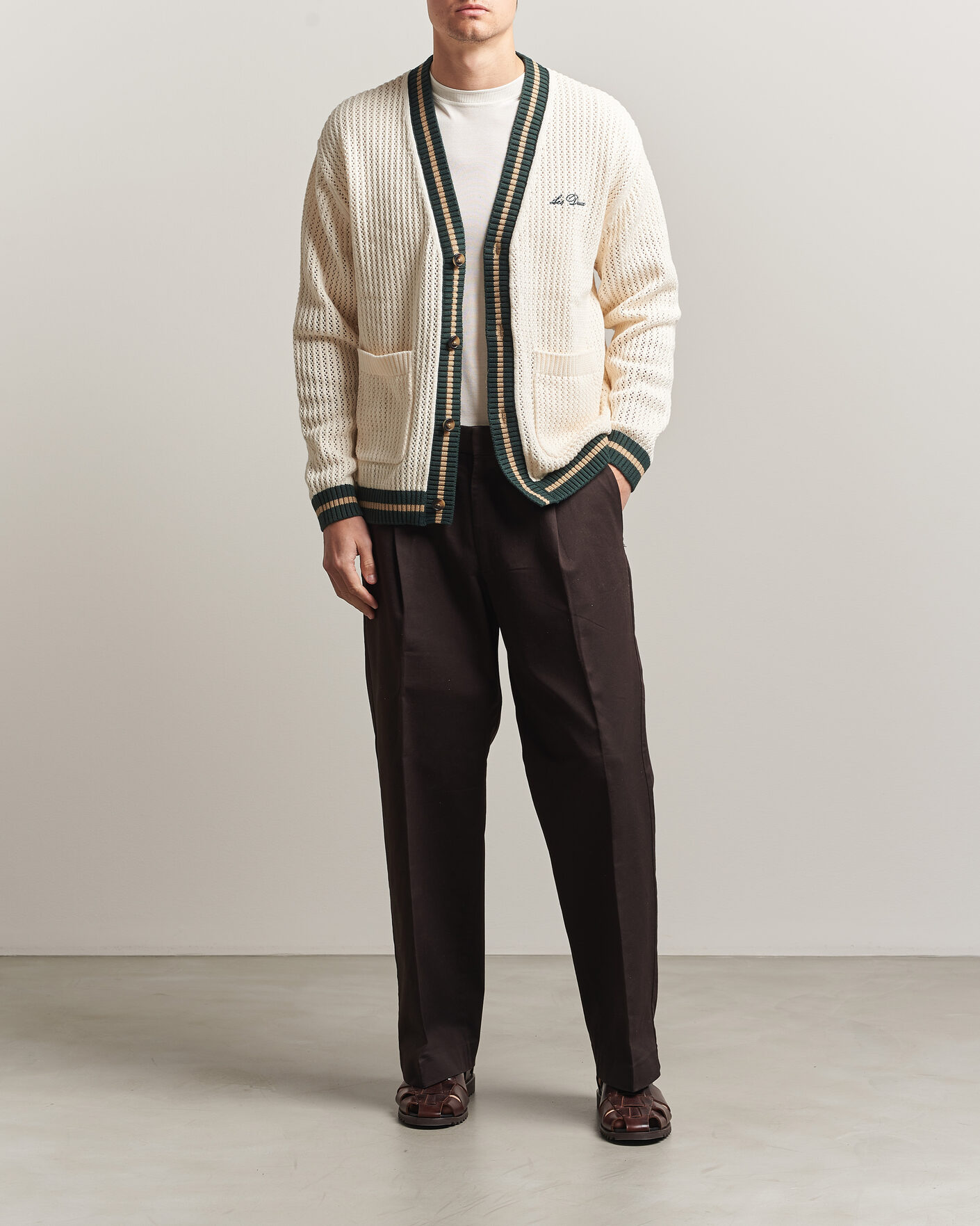 Homme | Pulls Et Tricots | LES DEUX | Lace Knitted Cardigan Eggnog White