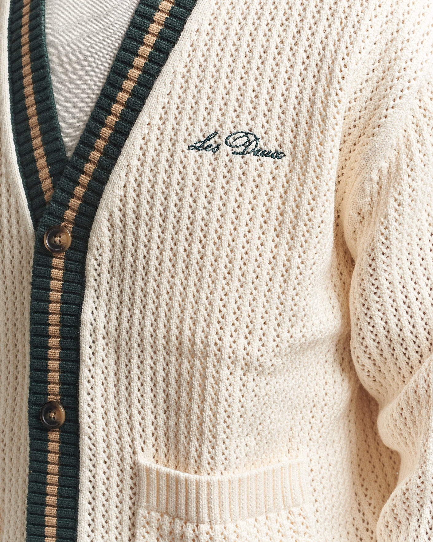 Homme | Pulls Et Tricots | LES DEUX | Lace Knitted Cardigan Eggnog White