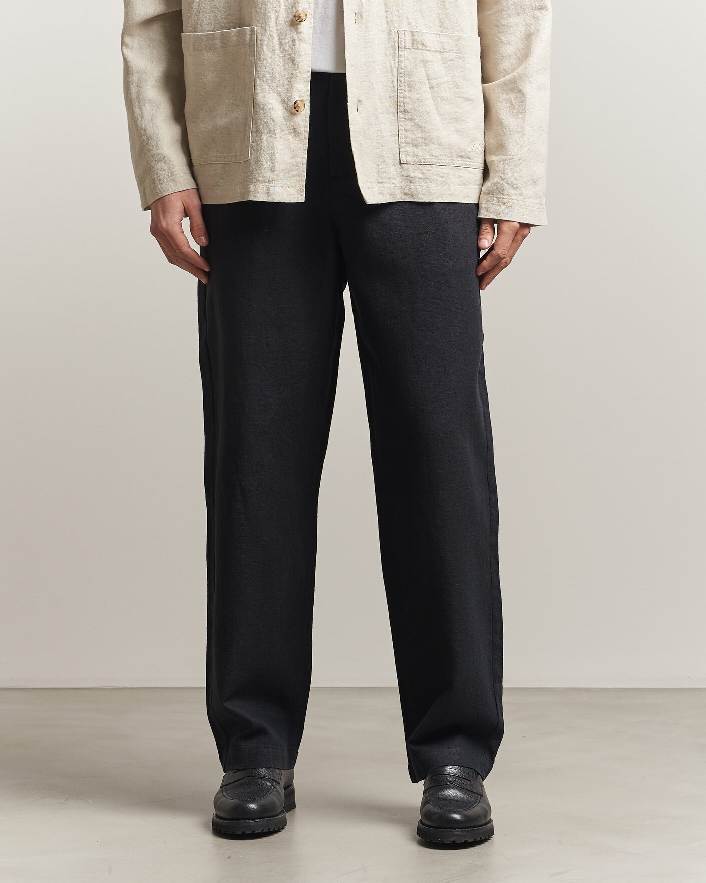 Homme | Pantalons | LES DEUX | Linen Comfort Suit Pants Black