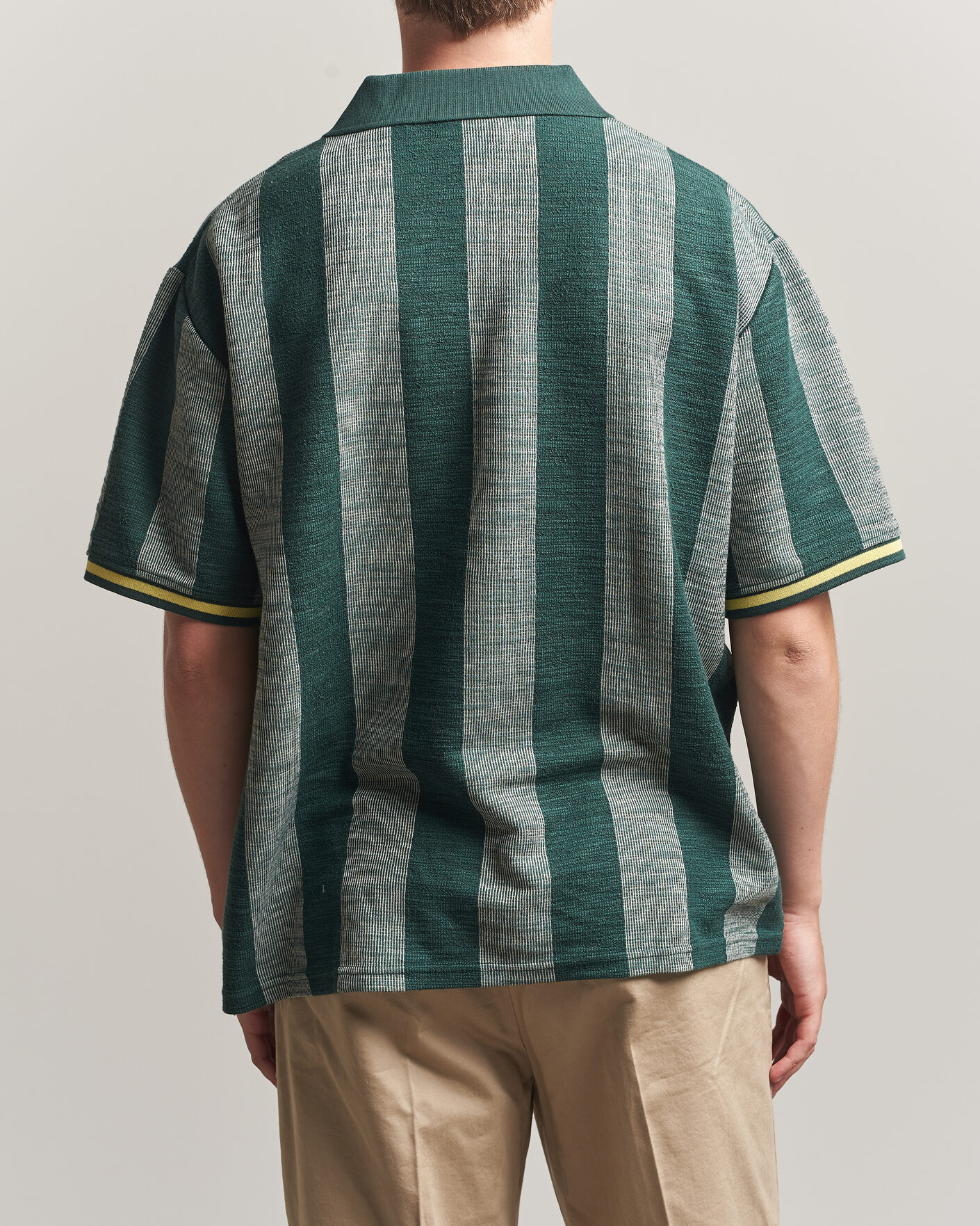Heren | Polo's | LES DEUX | Stripe Jacquard Football Jersey Pine Green