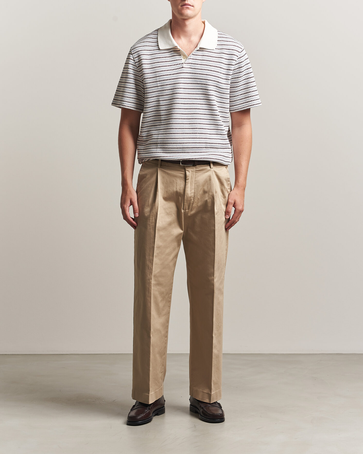 Heren | Polo's | LES DEUX | Knitted Stripe Polo Eggnog White