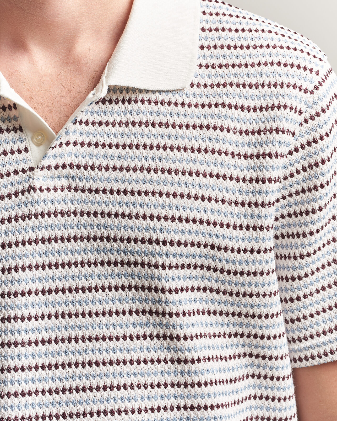 Heren | Polo's | LES DEUX | Knitted Stripe Polo Eggnog White