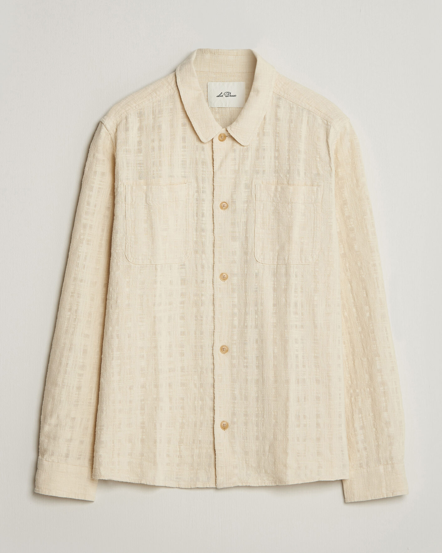 Homme | Chemises | LES DEUX | Textured Slub Overshirt Ivory