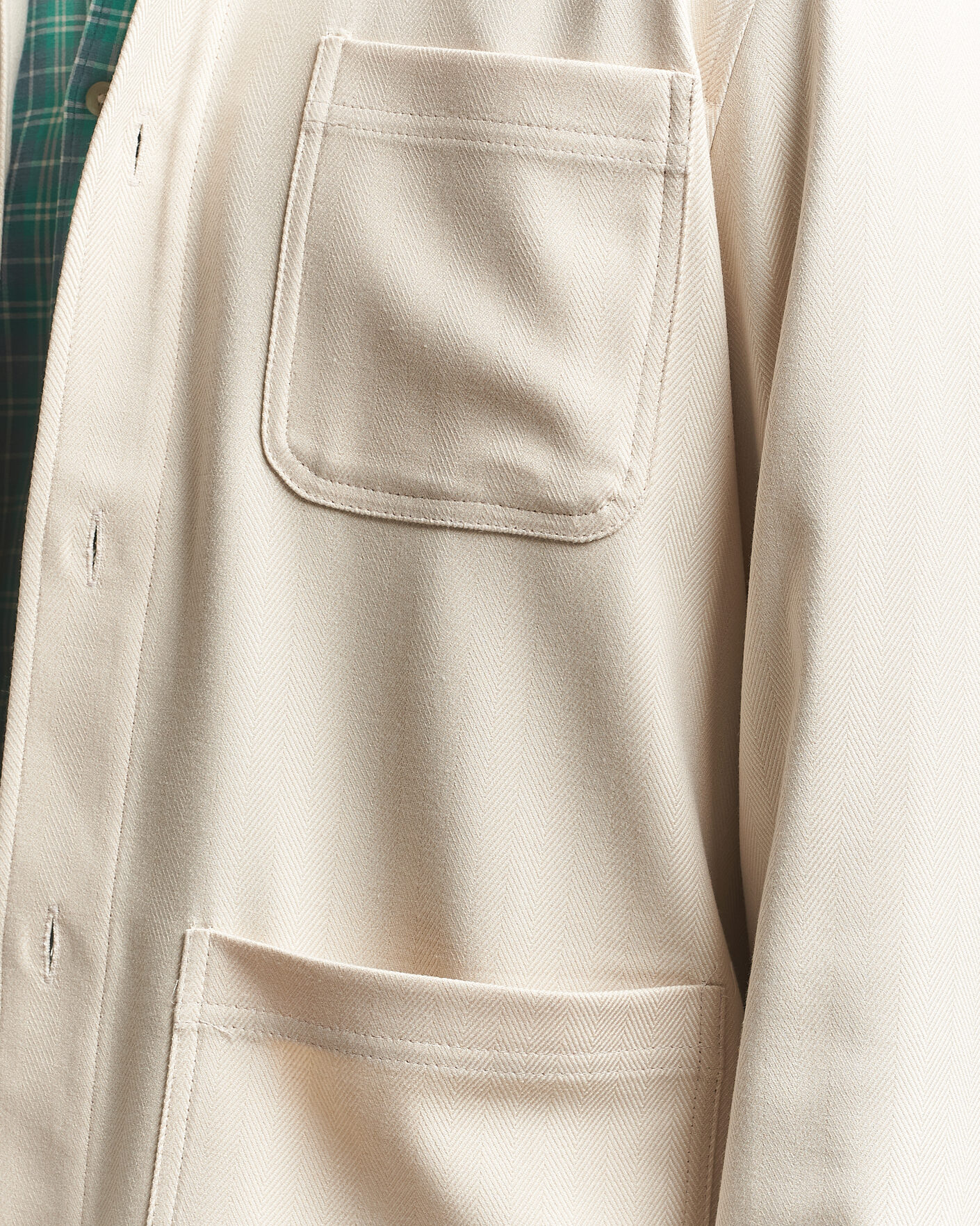 Heren | Overhemden | LES DEUX | Herringbone Overshirt Ivory