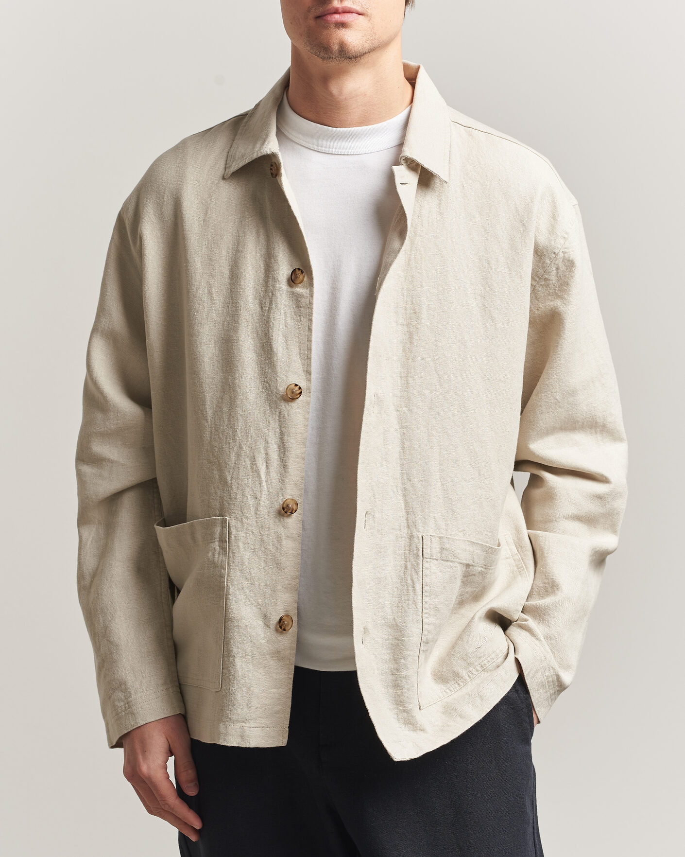 Heren | Overhemden | LES DEUX | Linen Overshirt Light Sand