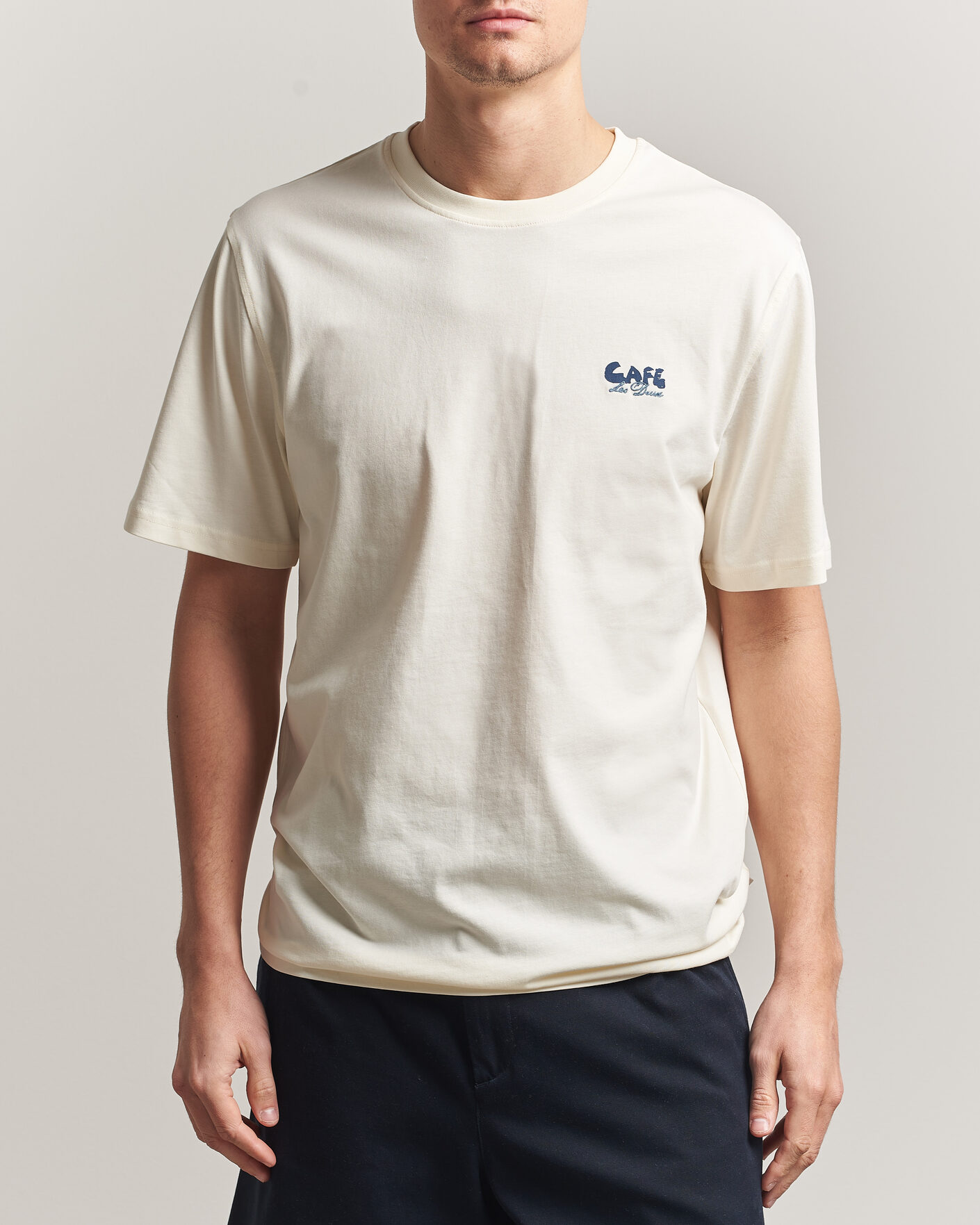 Heren | T-shirts | LES DEUX | Café Backprint T-Shirt Light Ivory
