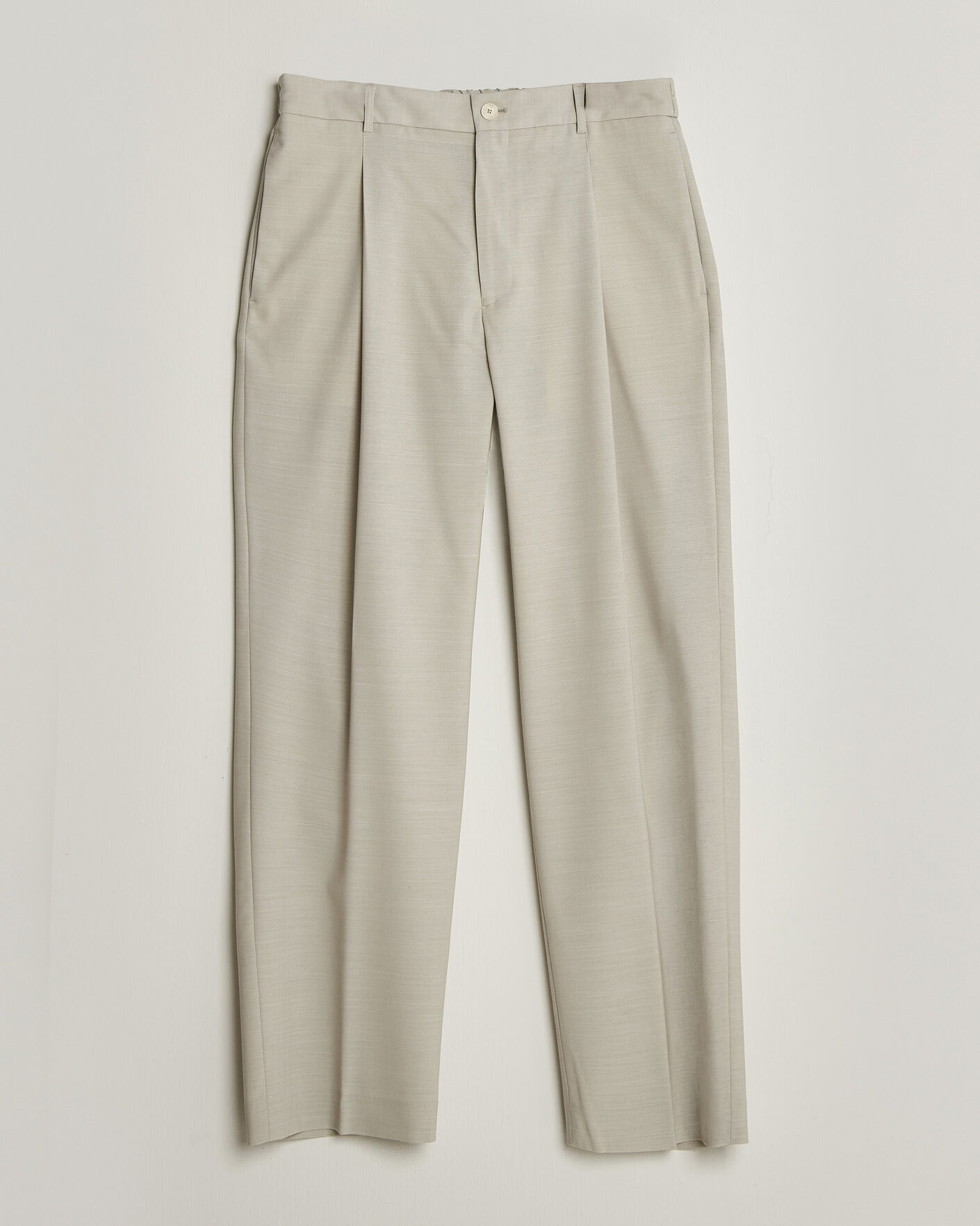 Heren | Broeken | BOSS BLACK | Pat Pleated Wool Trousers Light Beige