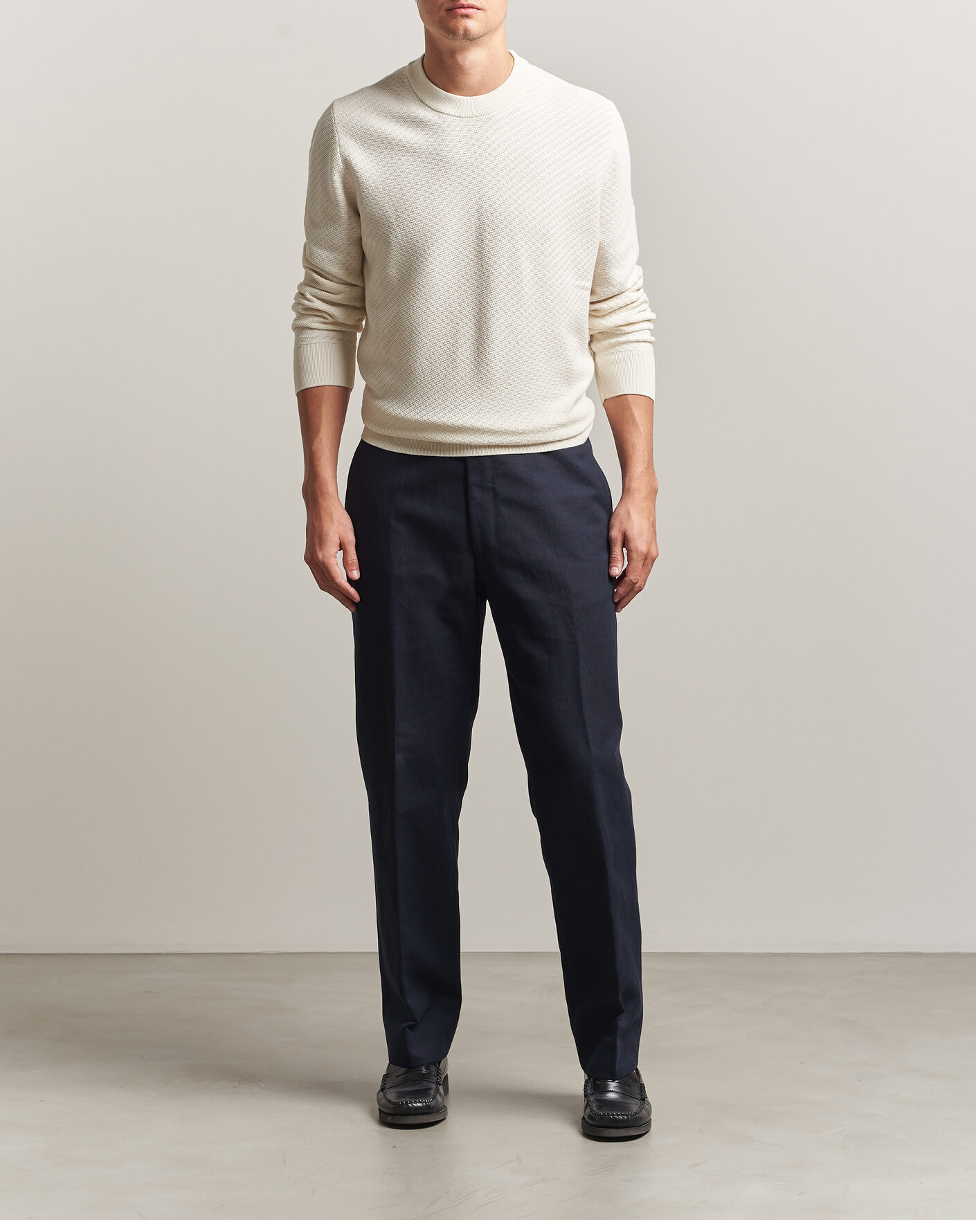 Heren | Truien | BOSS BLACK | Lofranco Structured Knitted Sweater Open White