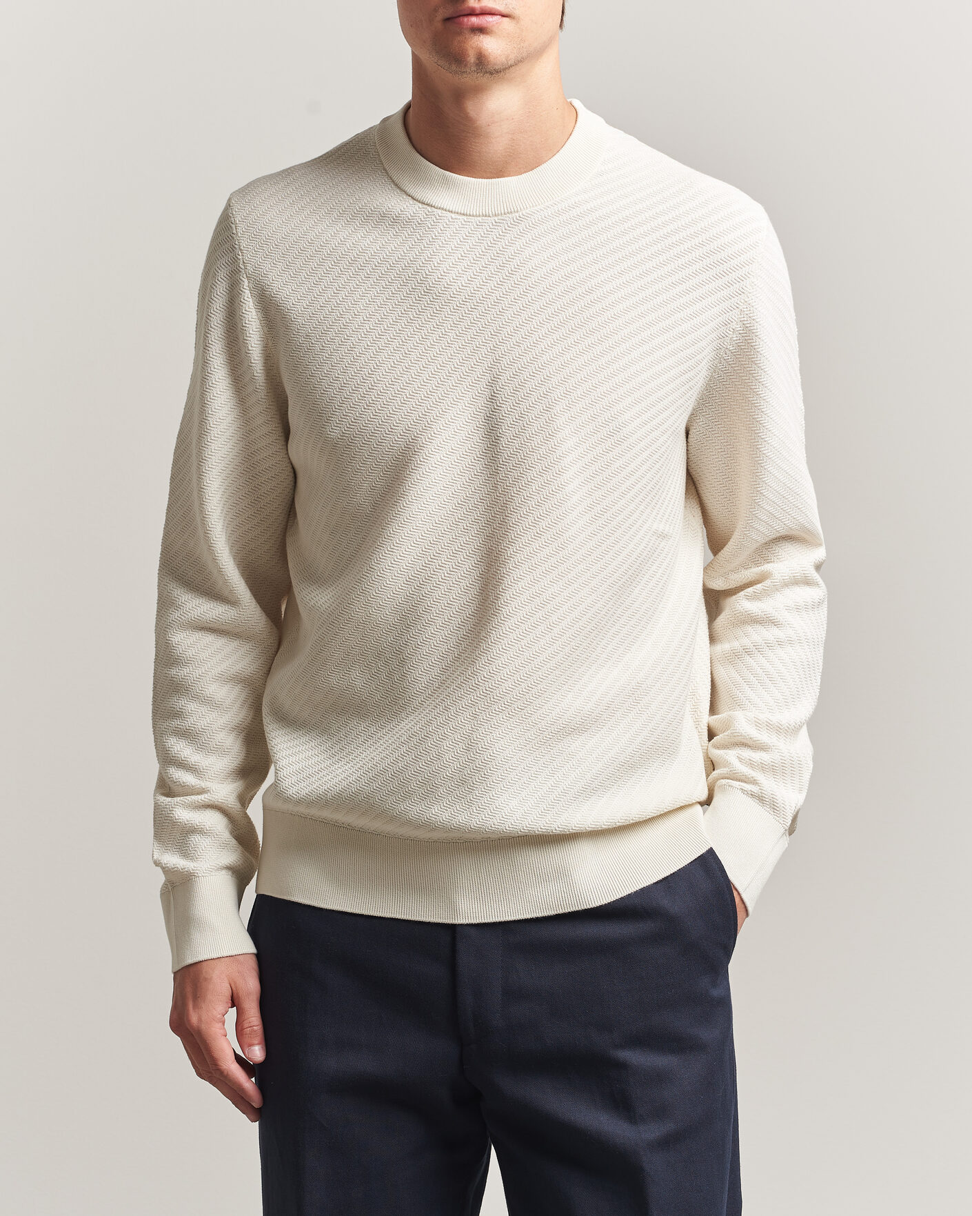 Homme | Pulls Et Tricots | BOSS BLACK | Lofranco Structured Knitted Sweater Open White