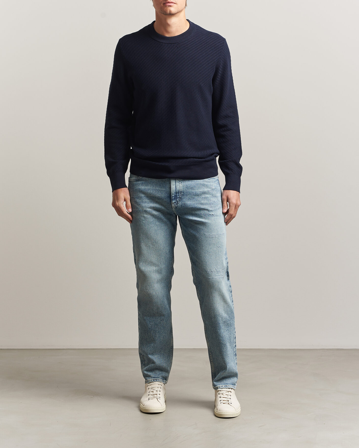 Homme | Pulls Et Tricots | BOSS BLACK | Lofranco Structured Knitted Sweater Dark Blue
