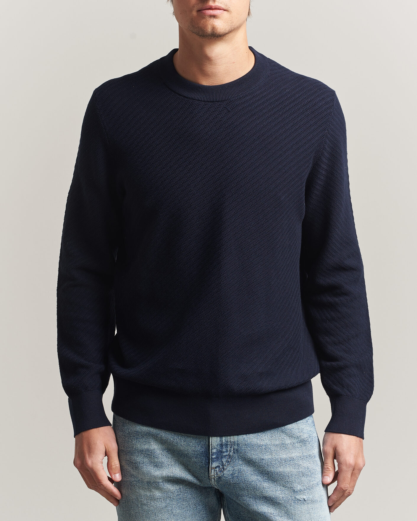 Heren | Truien | BOSS BLACK | Lofranco Structured Knitted Sweater Dark Blue