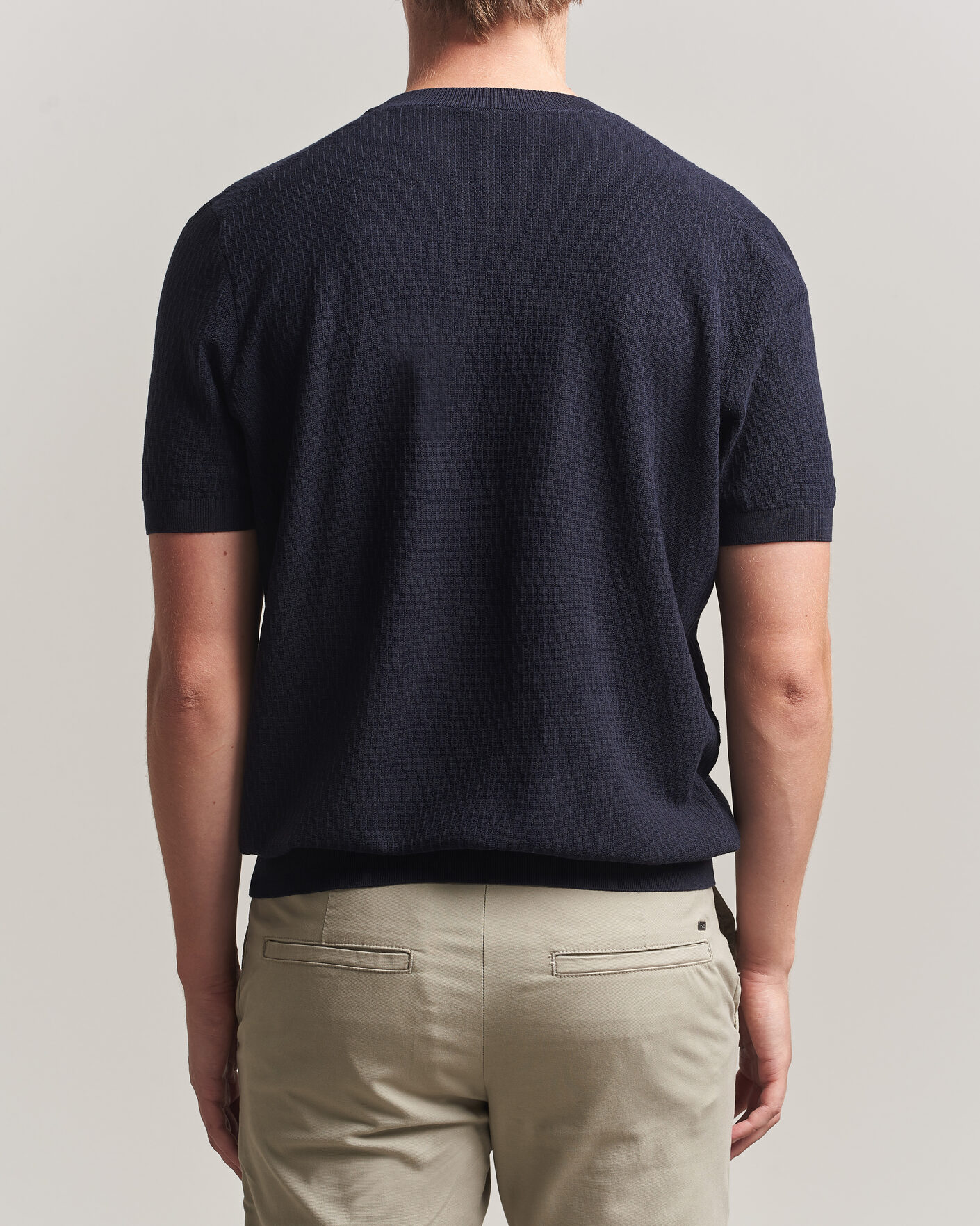 Heren | T-shirts | BOSS BLACK | Laruso Structured Knitted T-Shirt Dark Blue