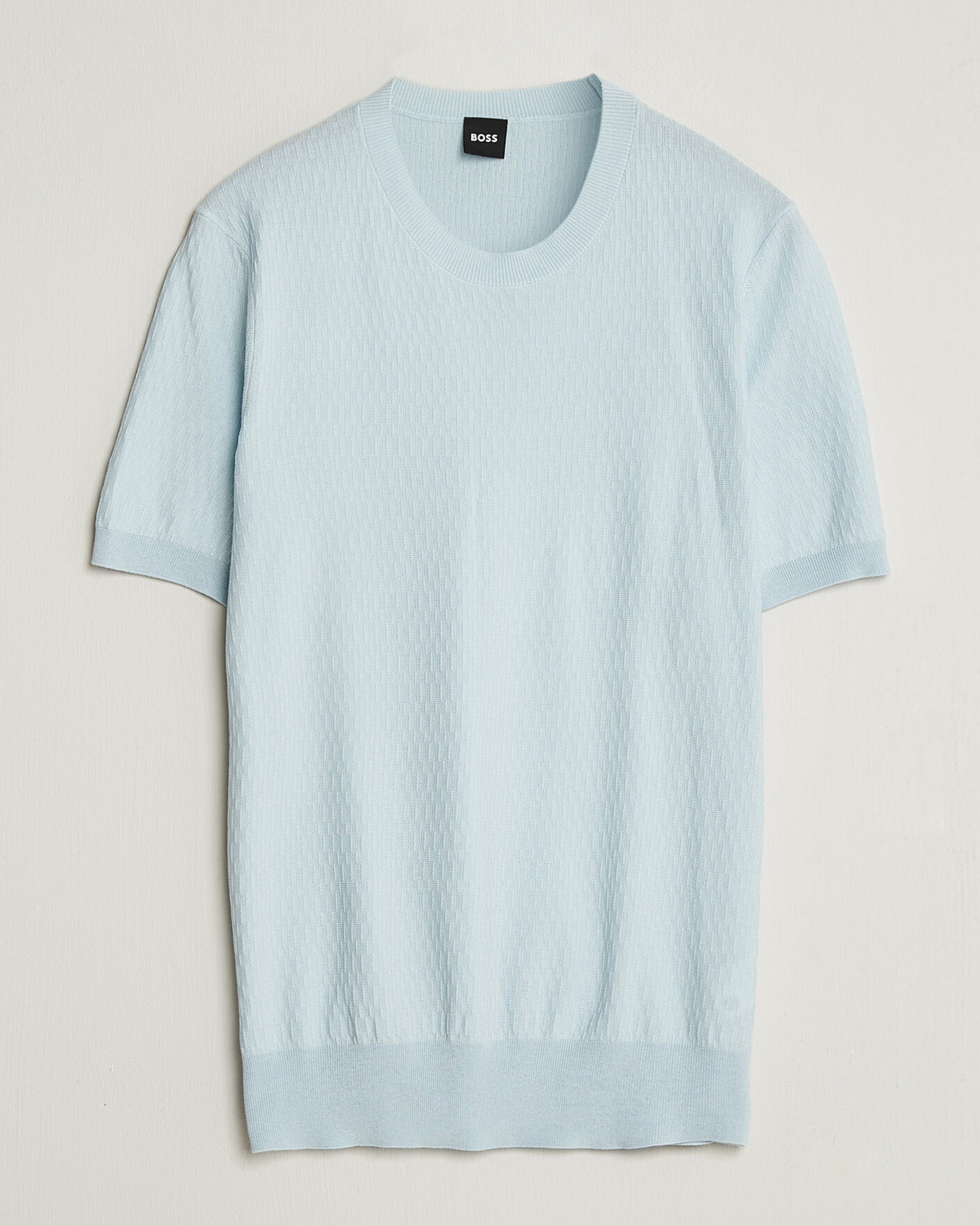 Homme | T-shirts | BOSS BLACK | Laruso Structured Knitted T-Shirt Open Blue