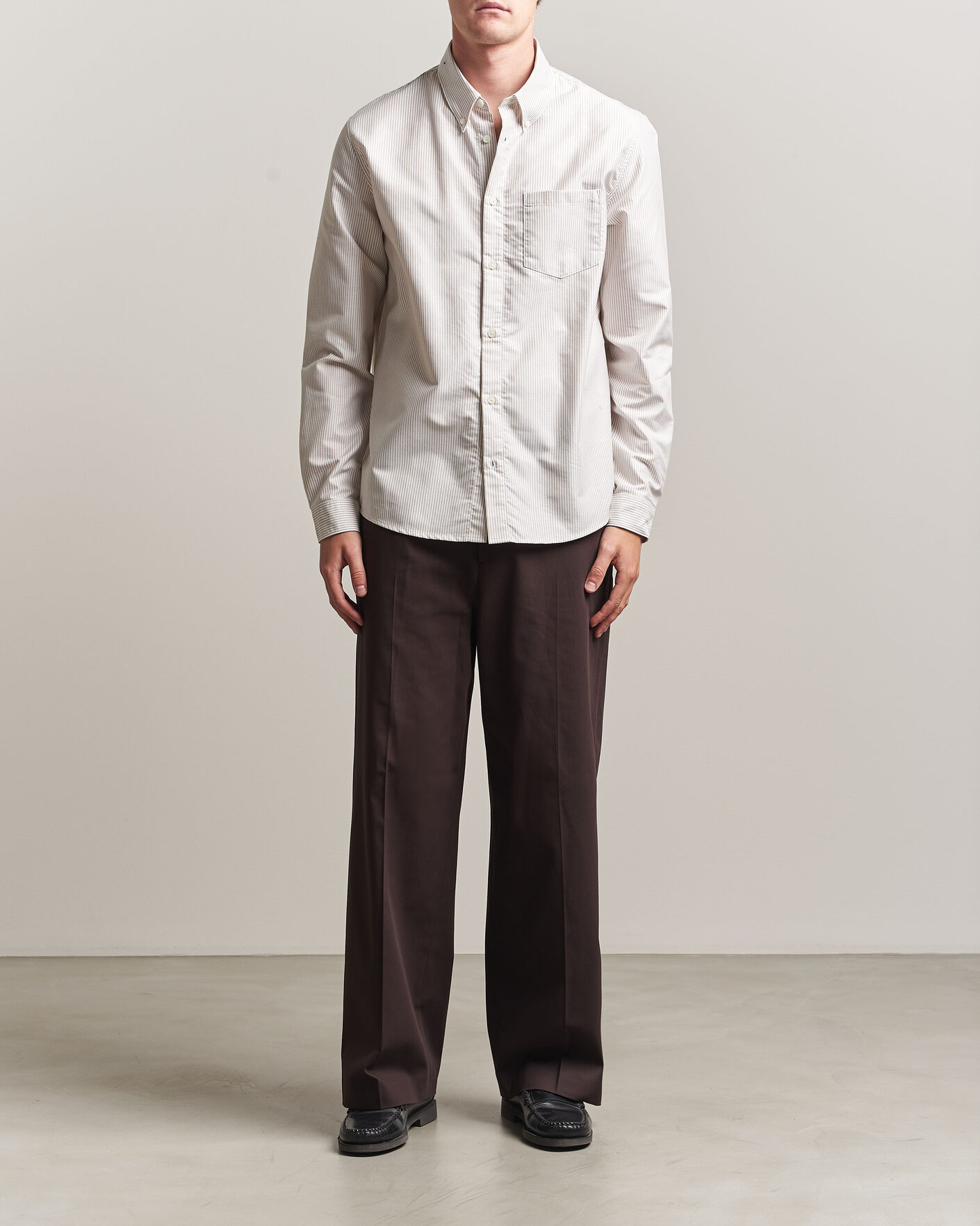 Heren | Overhemden | A.P.C. | Greg Striped Oxford Shirt Beige/White