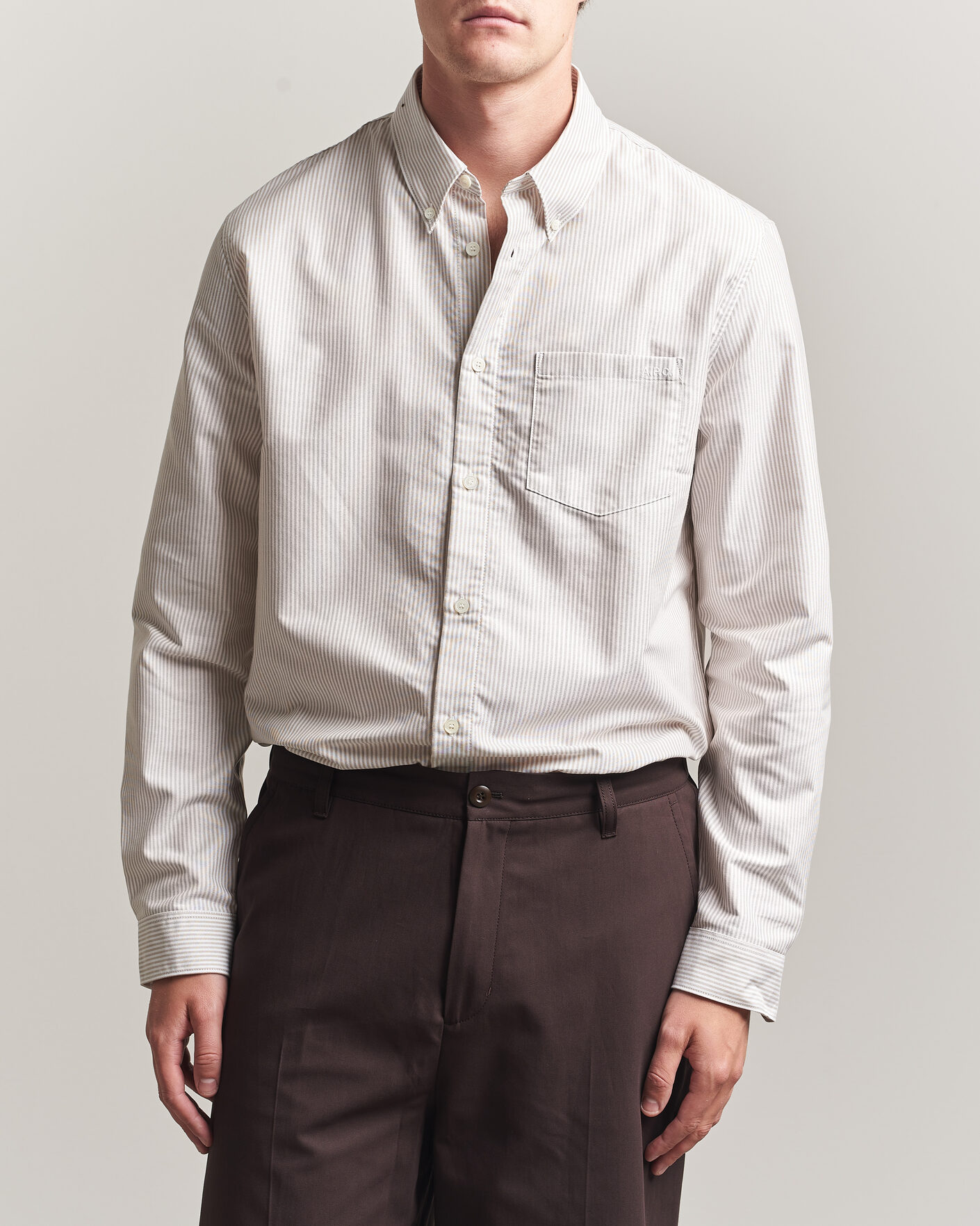 Heren | Overhemden | A.P.C. | Greg Striped Oxford Shirt Beige/White
