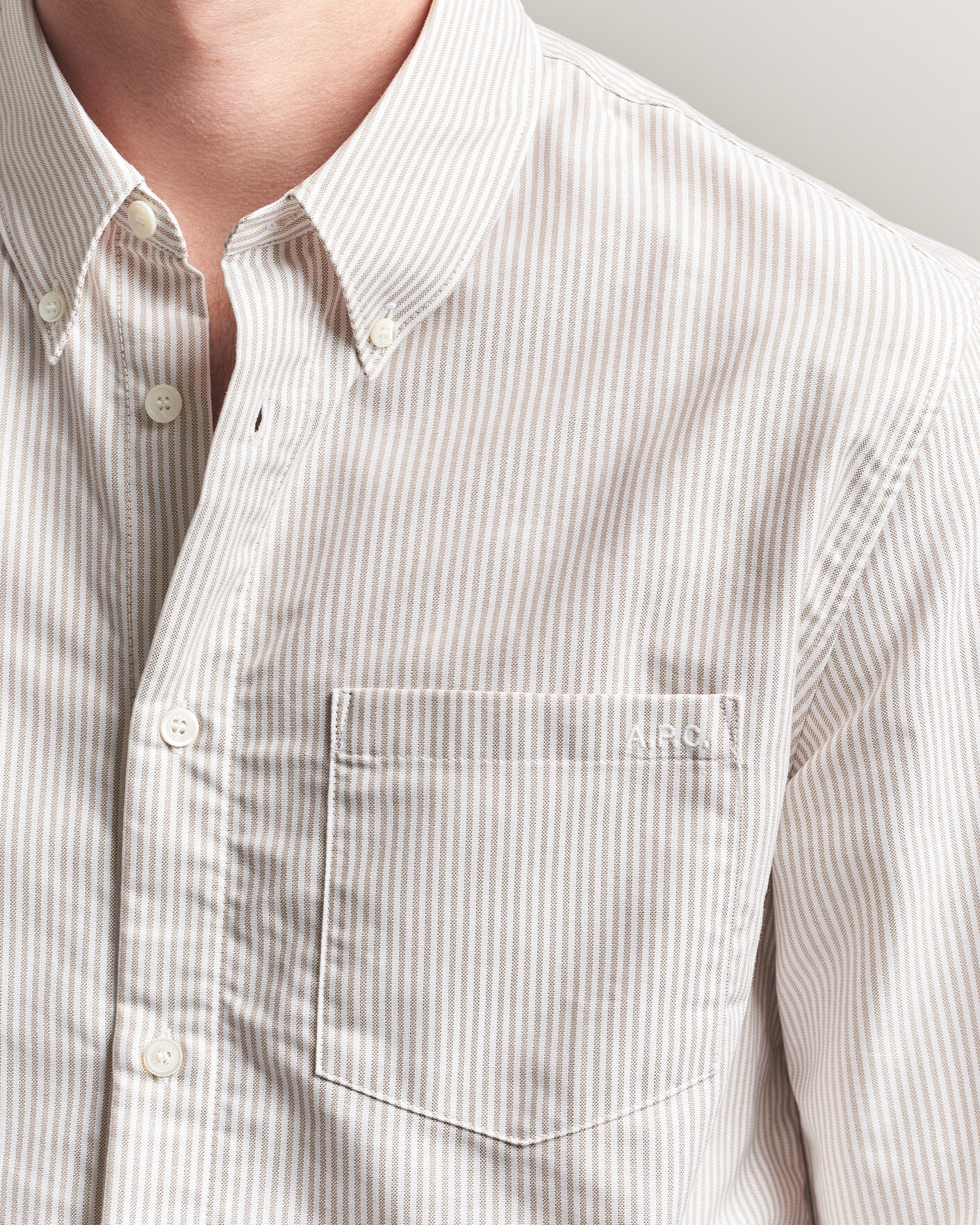 Heren | Overhemden | A.P.C. | Greg Striped Oxford Shirt Beige/White