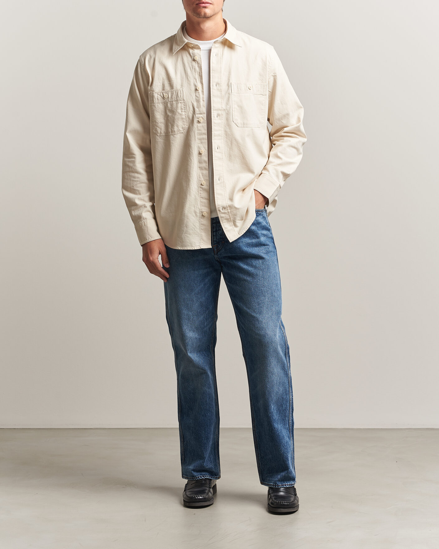 Heren | Overhemden | NN07 | Colby Twill Overshirt Ivory