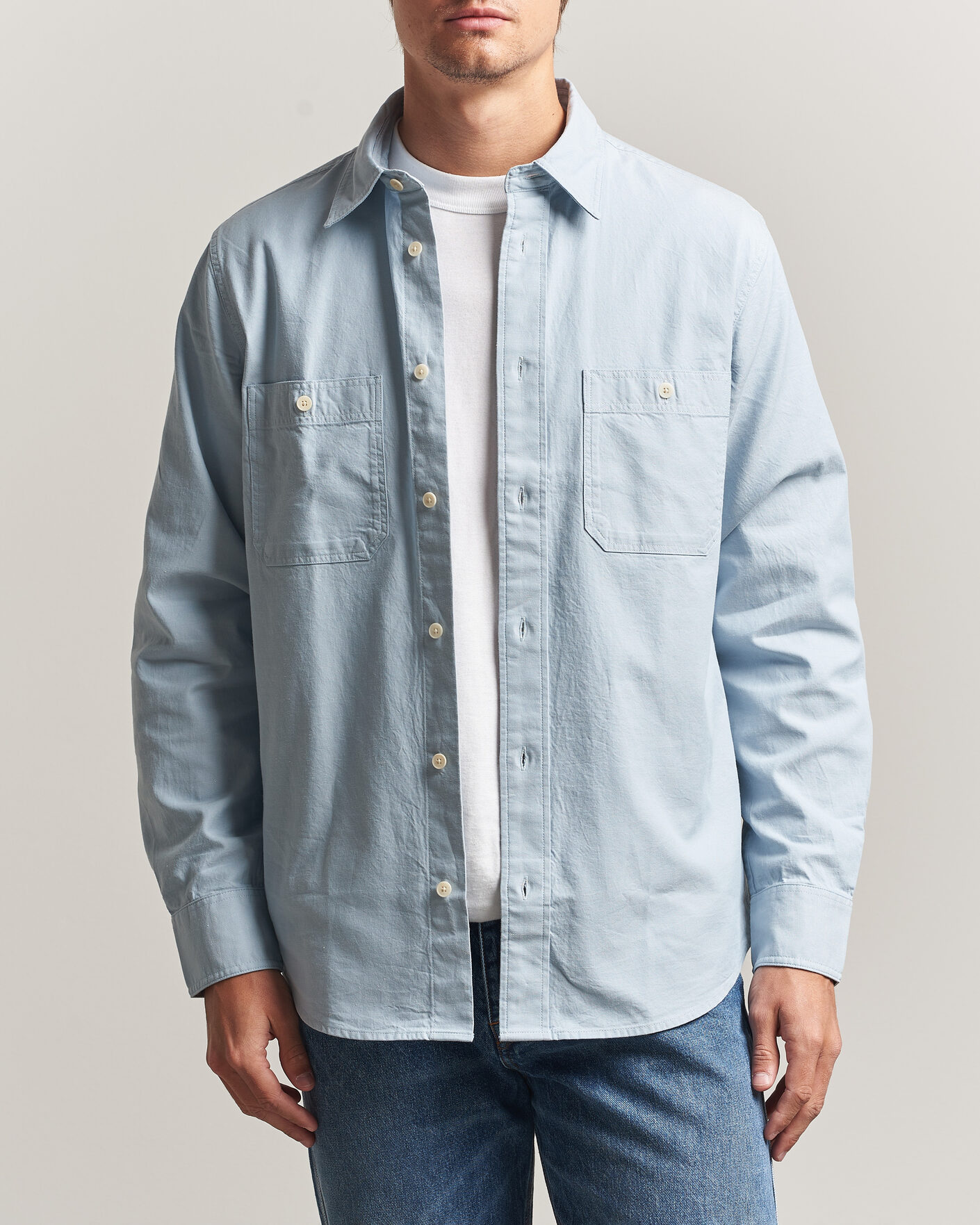 Homme | Chemises | NN07 | Colby Twill Overshirt Sky Mist