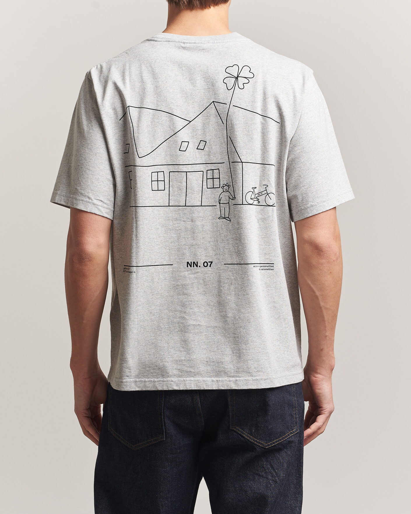 Heren | T-shirts | NN07 | Jett Printed HQ T-Shirt Grey Melange