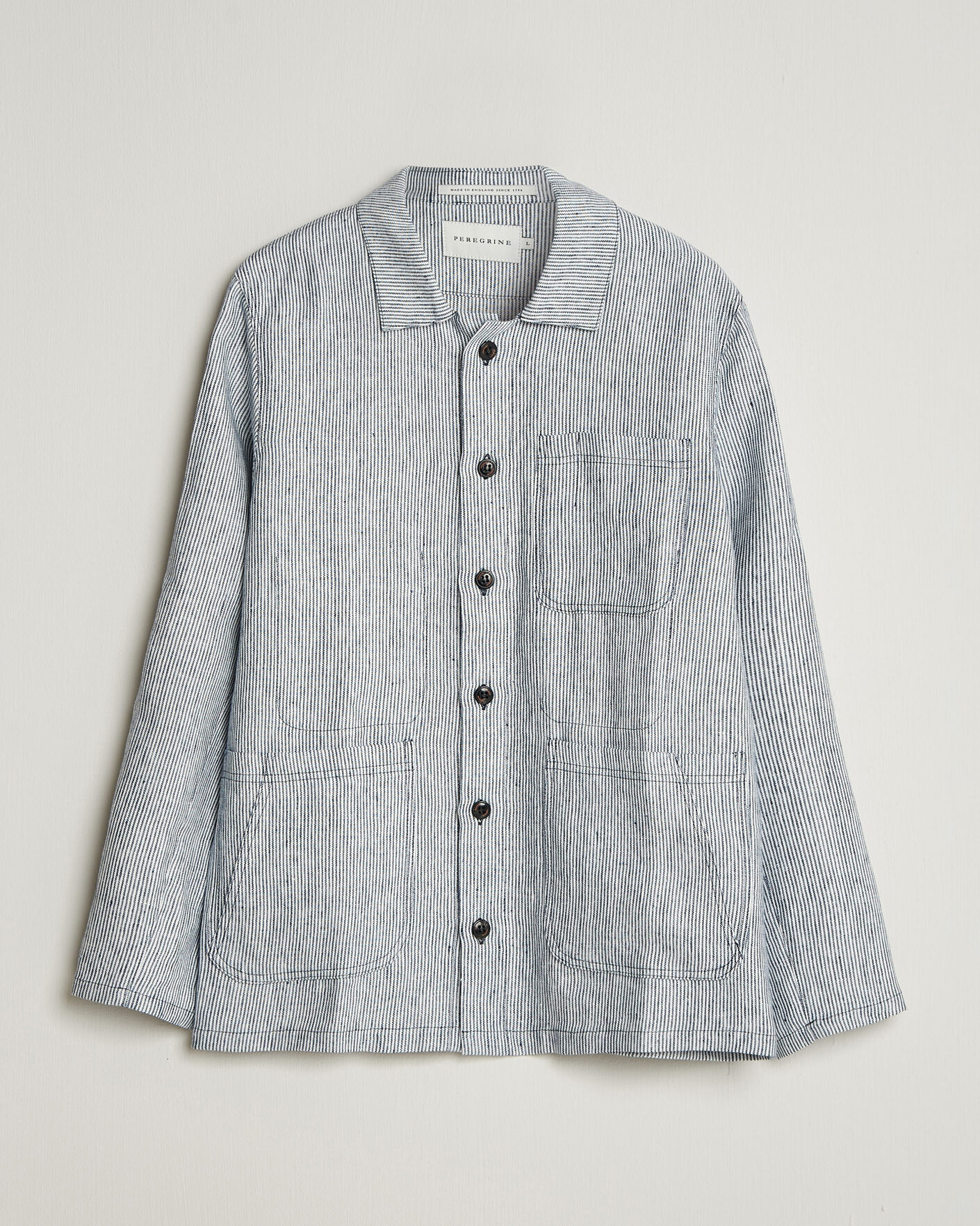 Homme | Chemises | Peregrine | Windsor Linen Shacket Navy Stripe