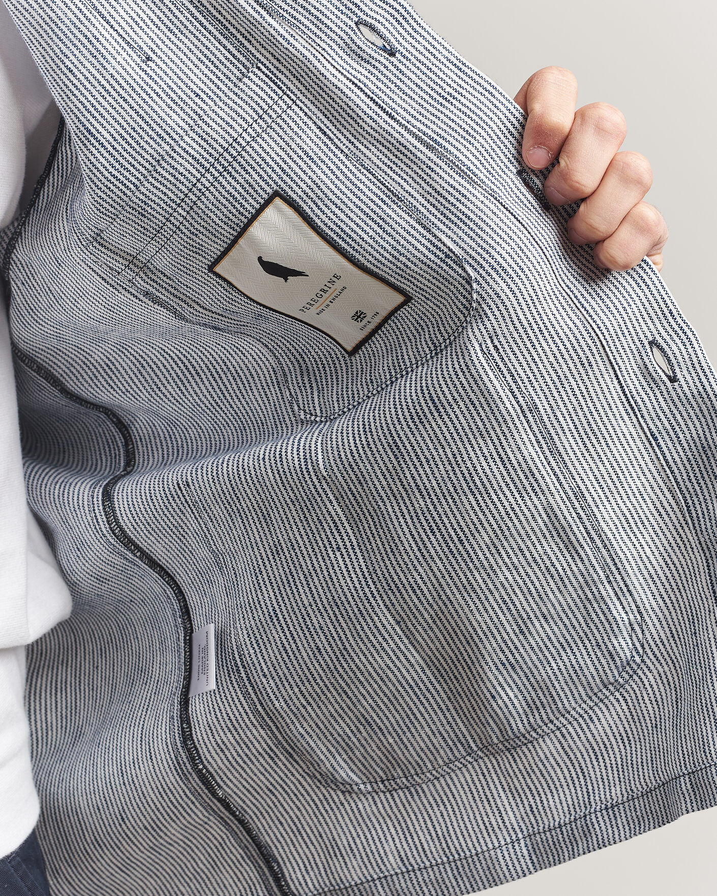 Homme | Chemises | Peregrine | Windsor Linen Shacket Navy Stripe