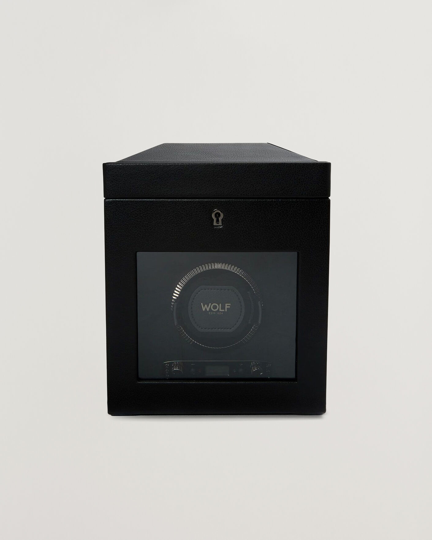 Homme | WOLF British Racing Single Watch Winder With Storage Black | WOLF | British Racing Single Watch Winder With Storage Black