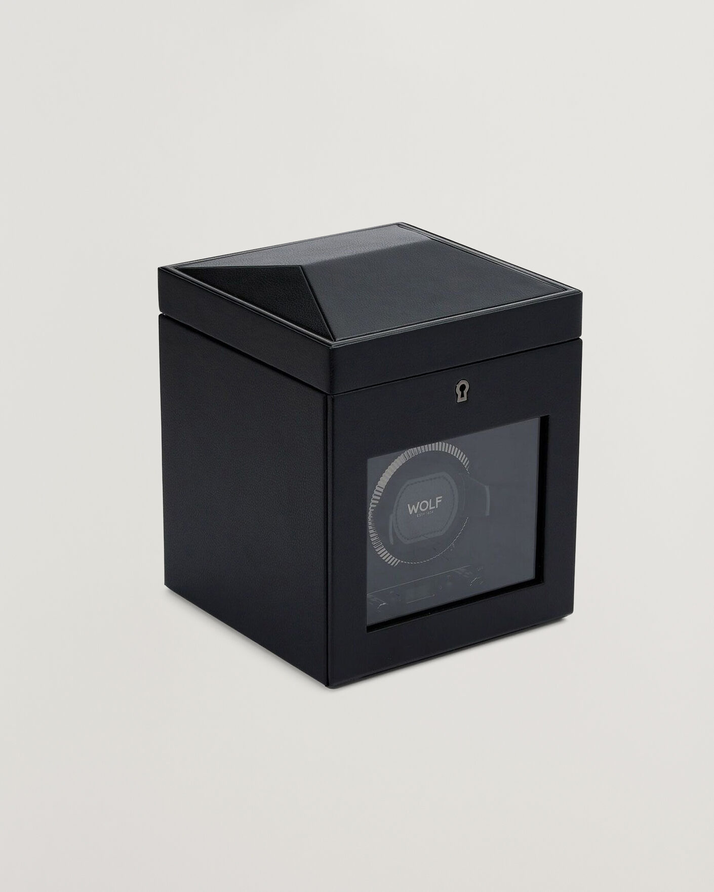 Homme | WOLF British Racing Single Watch Winder With Storage Black | WOLF | British Racing Single Watch Winder With Storage Black