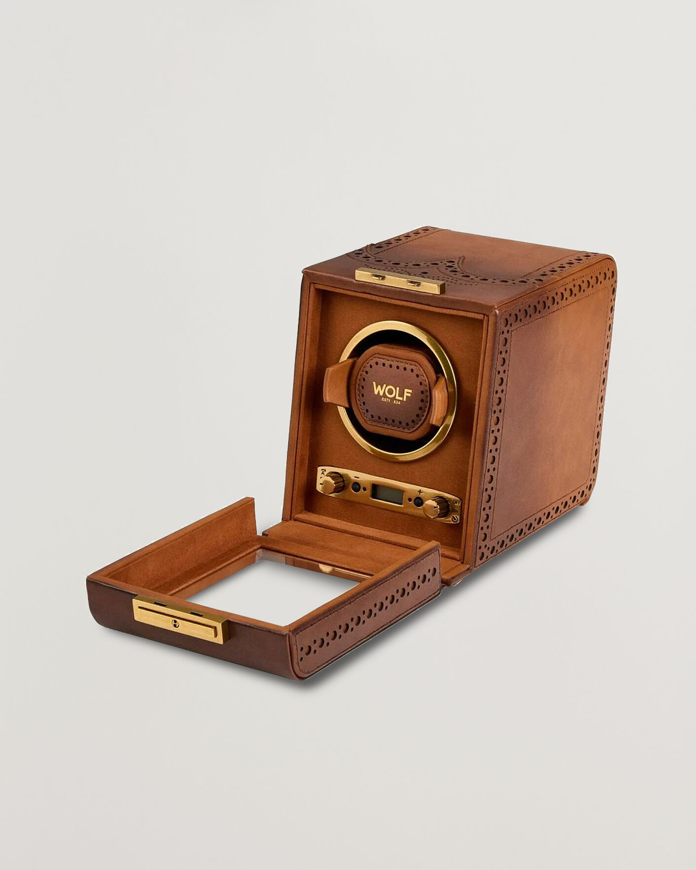 Heren | Horloge & juwelendozen | WOLF | Brouge Single Watch Winder Burnished Brown
