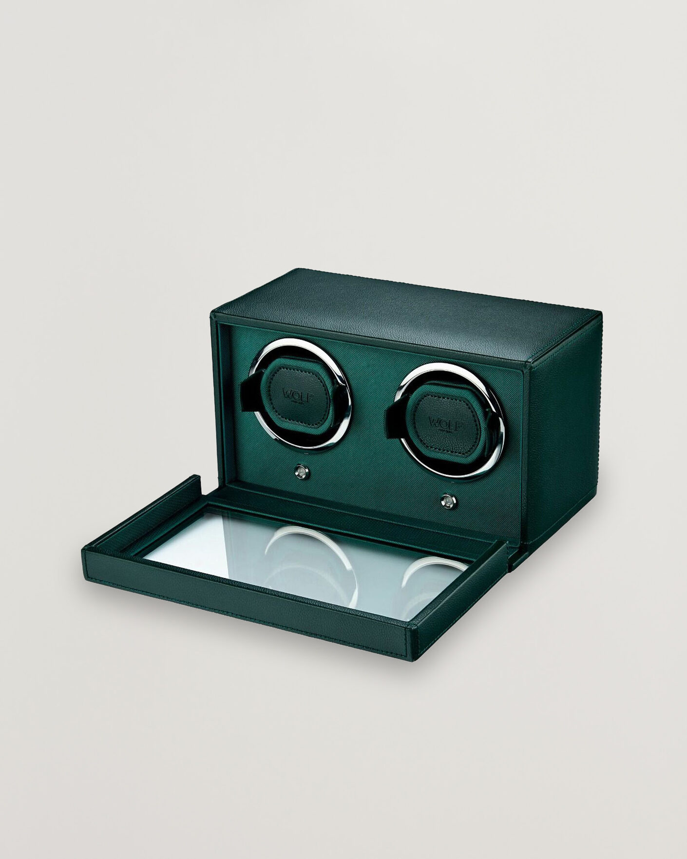 Heren | Horloge & juwelendozen | WOLF | Cub Double Watch Winder With Cover Green