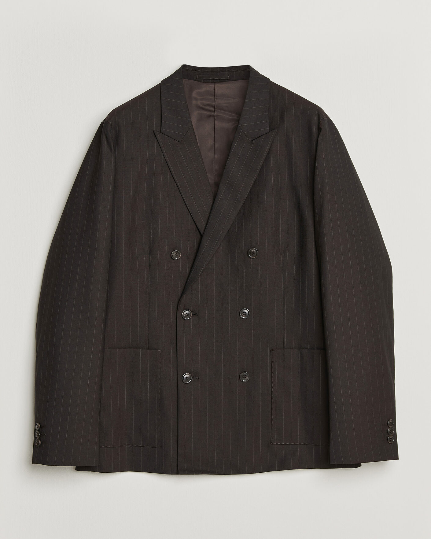 Heren | Blazers | NN07 | Jordin Pinstriped Double Breasted Blazer Dark Brown