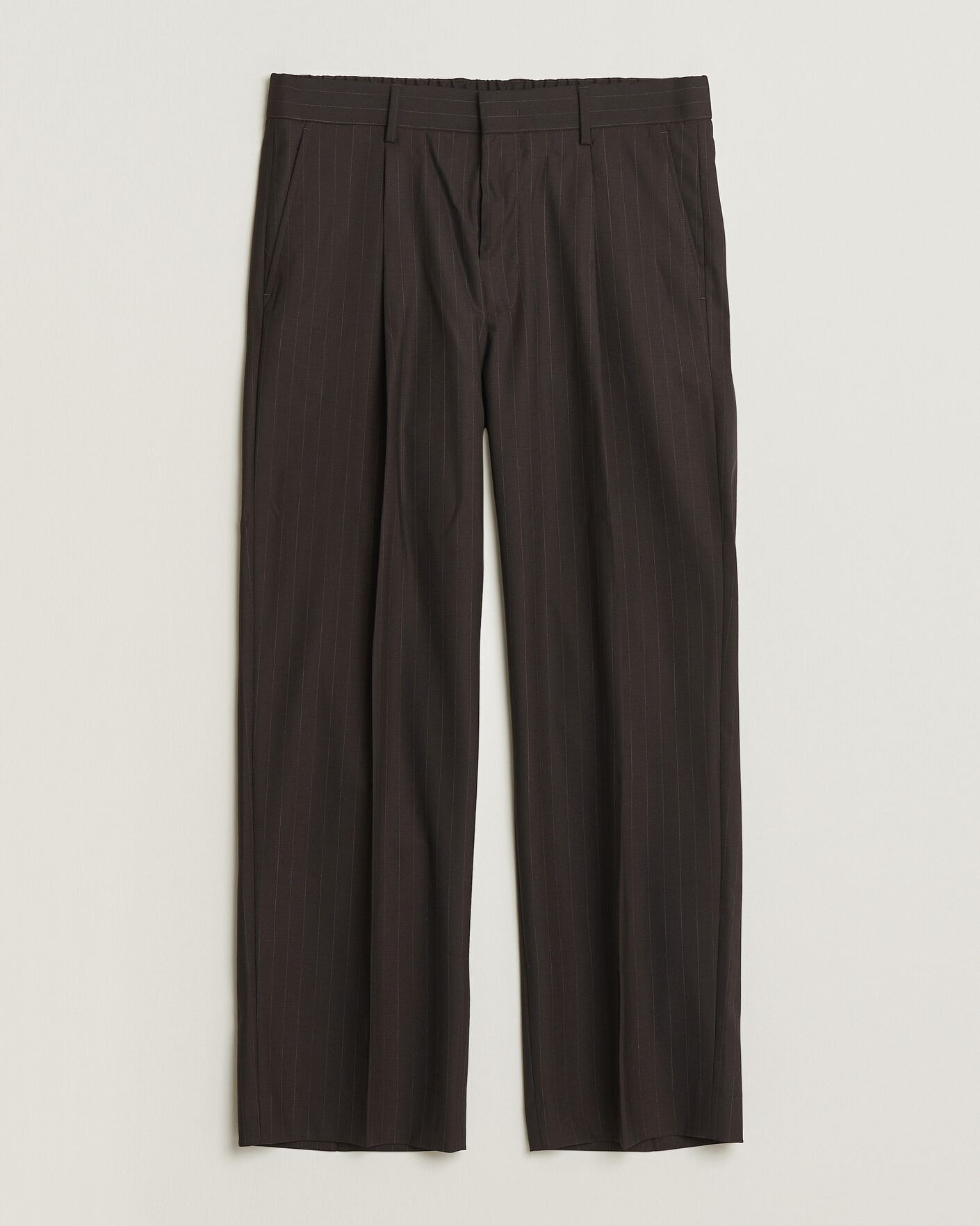 Heren | Broeken | NN07 | Kay Pinstriped Pleated Trousers Dark Brown