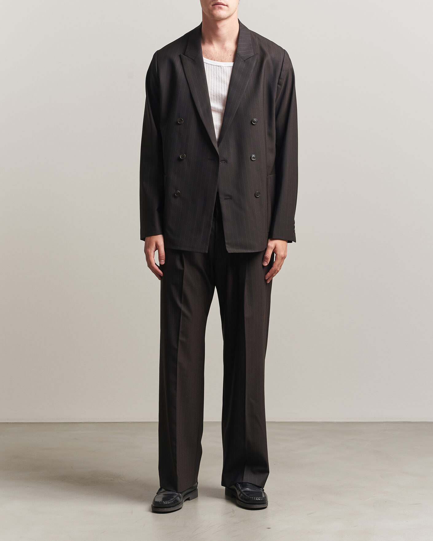 Heren | Broeken | NN07 | Kay Pinstriped Pleated Trousers Dark Brown