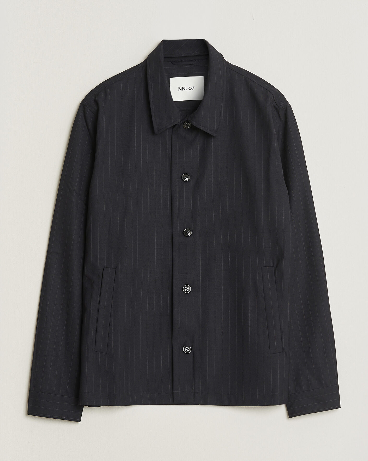 Homme | Chemises | NN07 | Zander Pinstriped Overshirt Navy Blue
