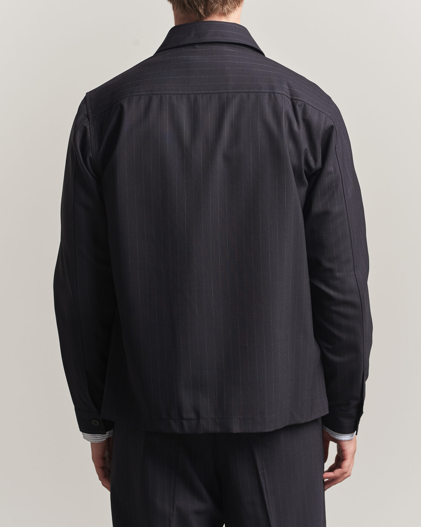 Homme | Chemises | NN07 | Zander Pinstriped Overshirt Navy Blue