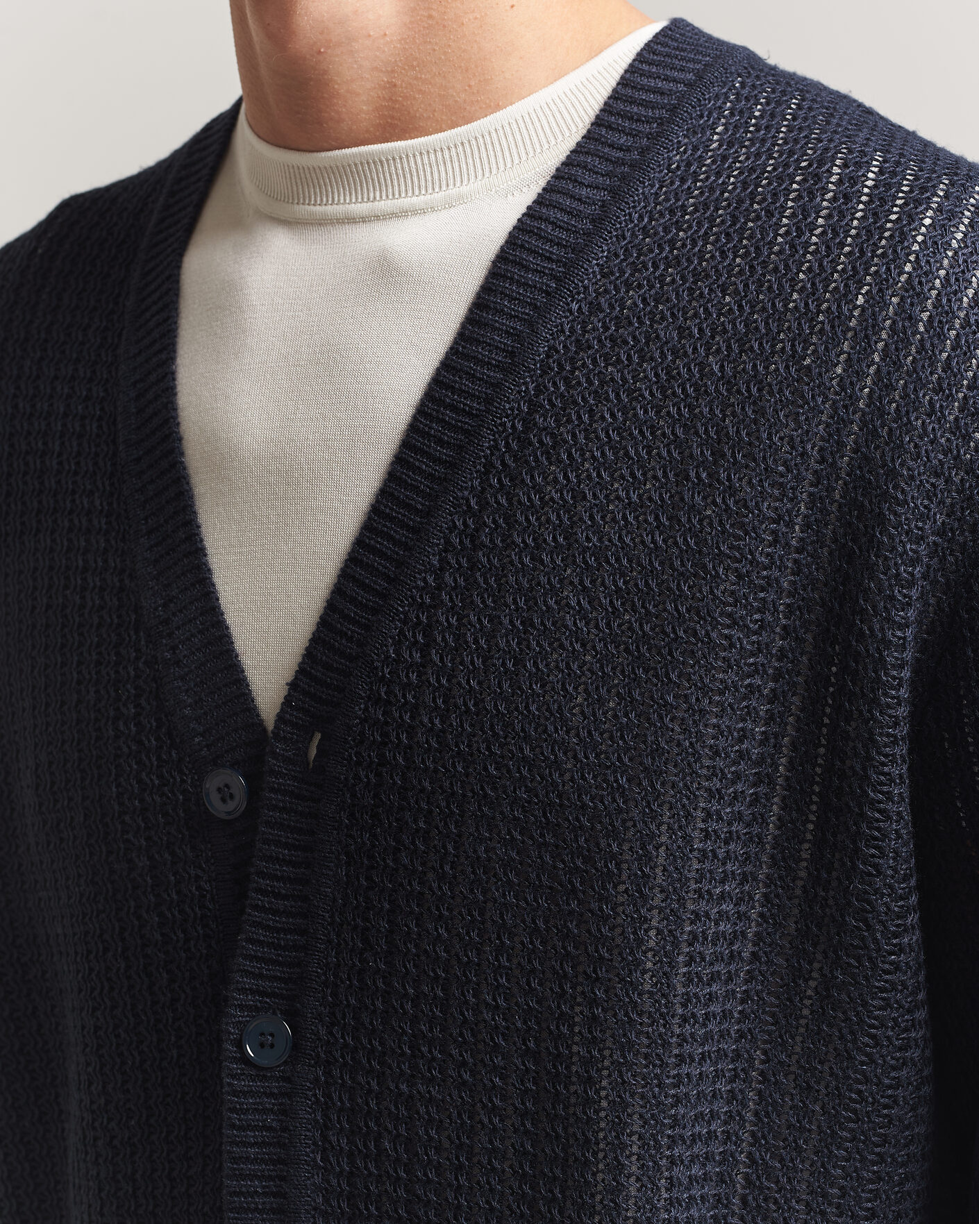 Homme | Pulls Et Tricots | NN07 | Tim Linen Knitted Cardigan Navy Blue
