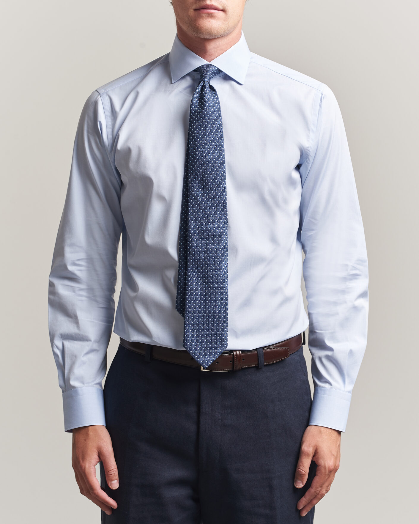 Homme | Chemises | Brioni | Poplin Cotton Dress Shirt Light Blue