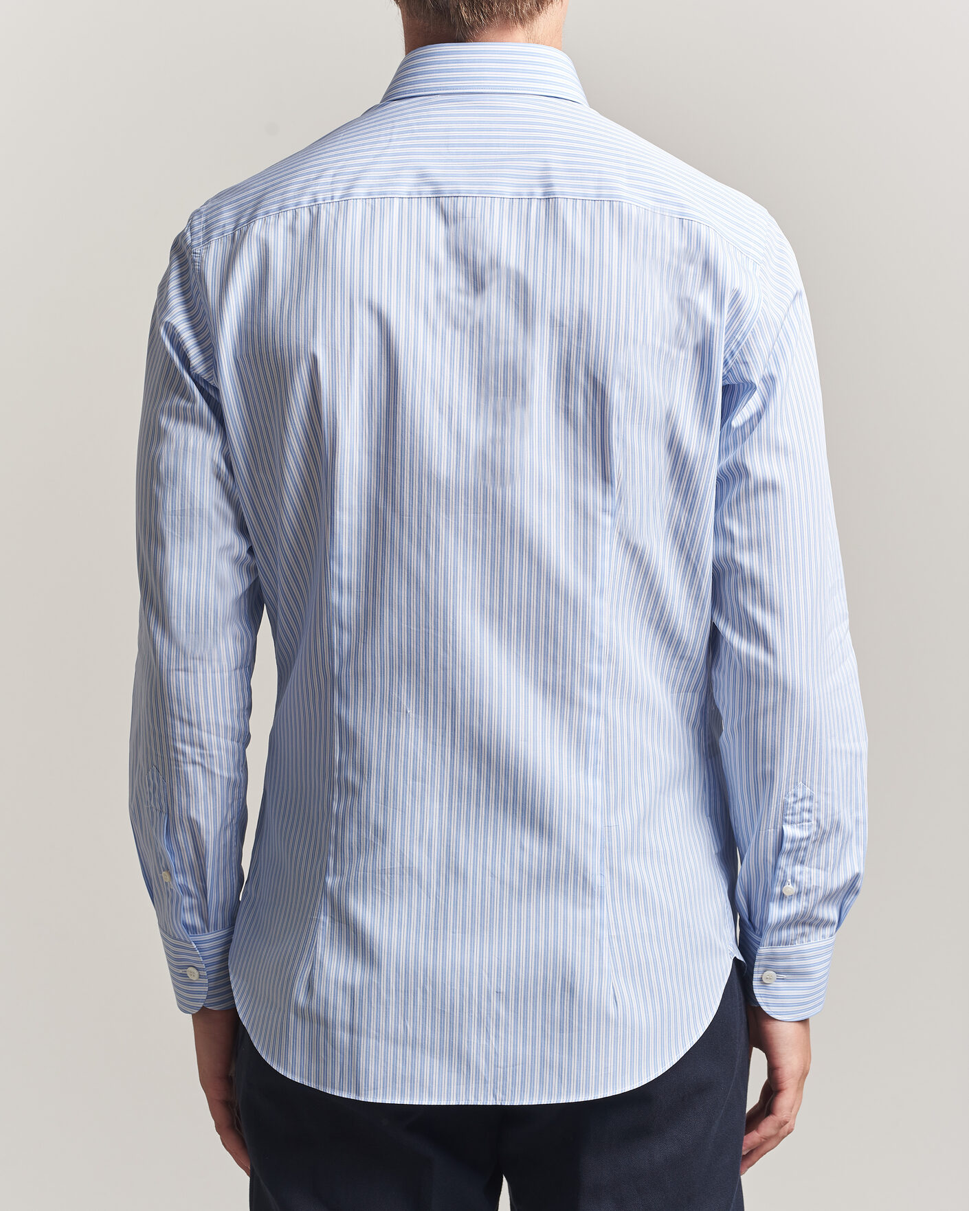 Homme | Chemises | Brioni | Poplin Cotton Dress Shirt Light Blue Stripe