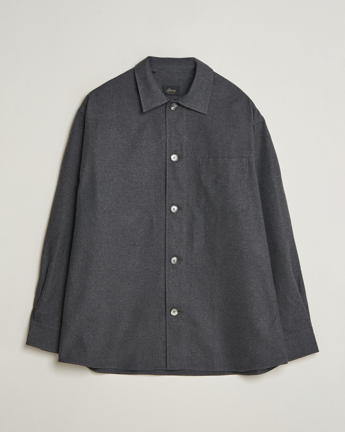 Homme | Chemises | Brioni | Cotton/Cashmere Overshirt Grey Melange