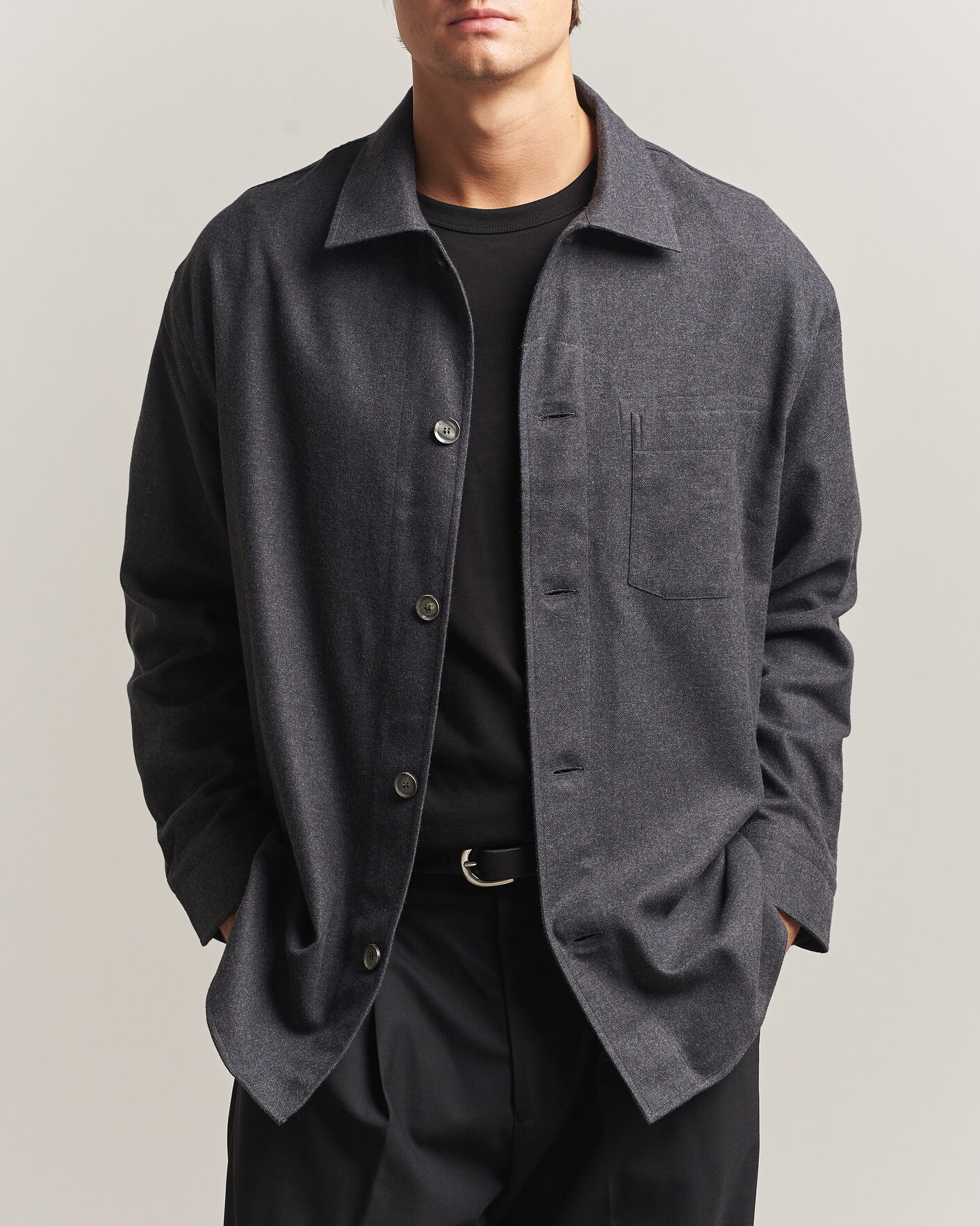 Homme | Chemises | Brioni | Cotton/Cashmere Overshirt Grey Melange