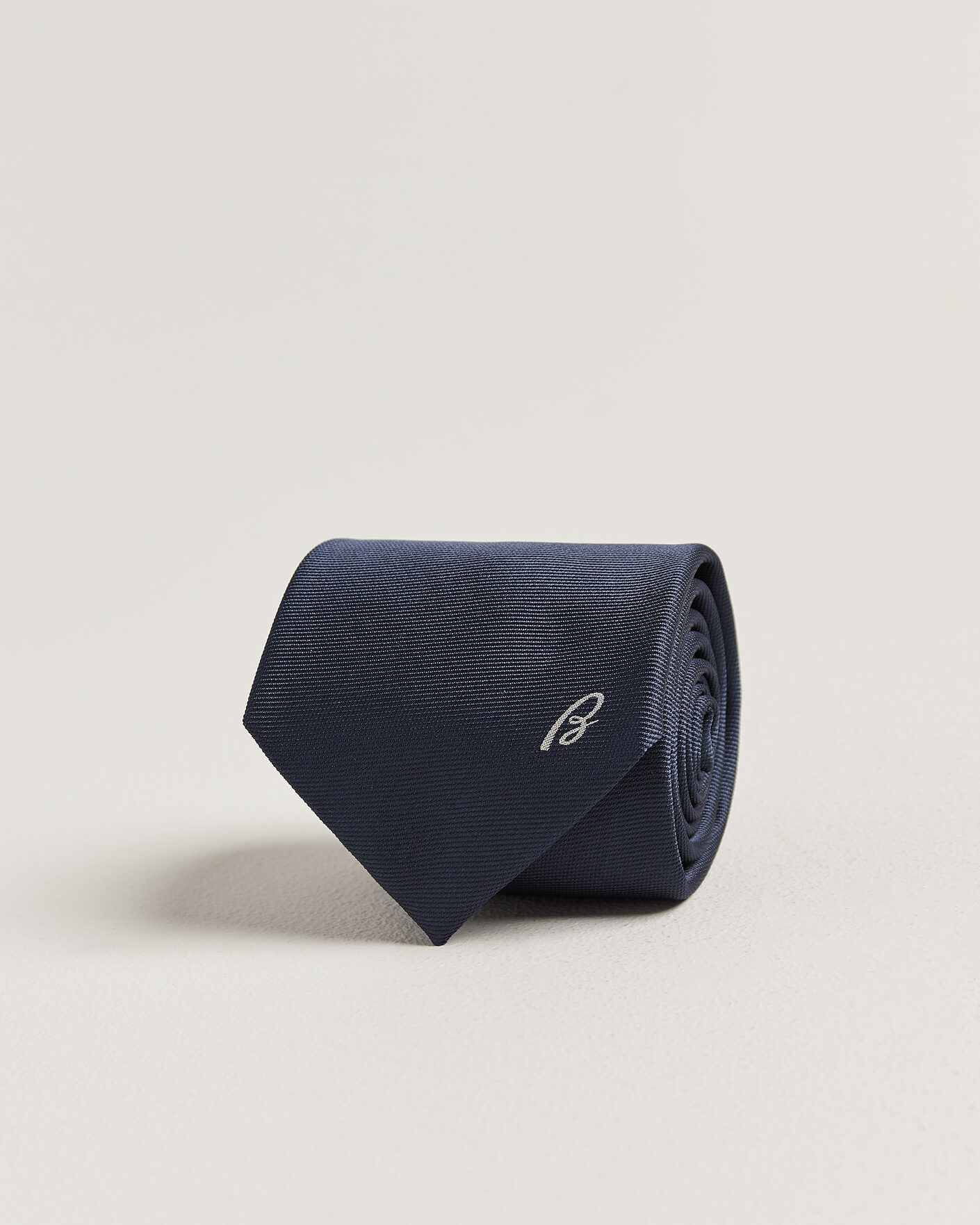 Homme | Cravates | Brioni | Embroidered Logo Silk Tie Navy