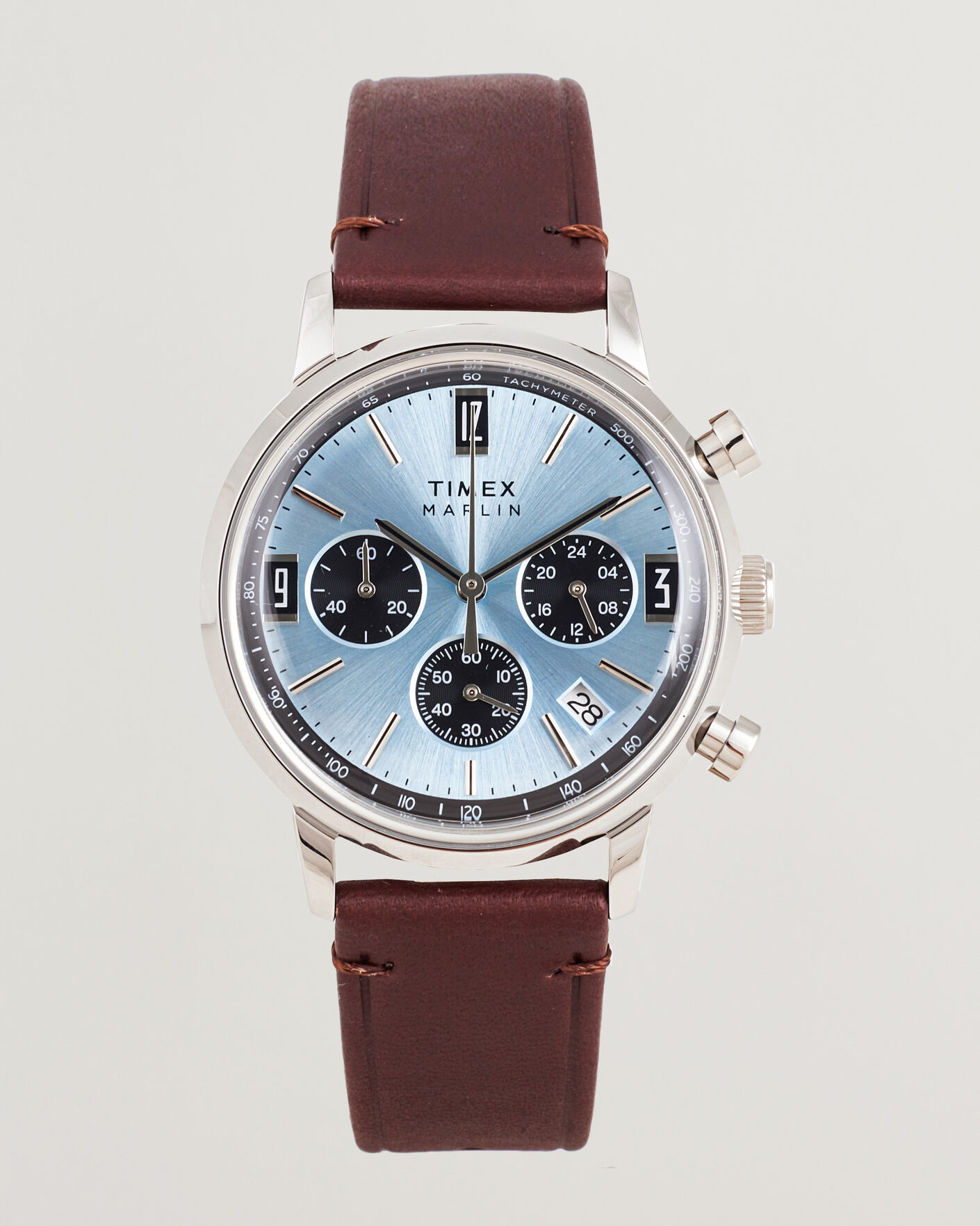 Heren | Timex Marlin Quartz Chronograph Leather 40mm Ice Blue Dial | Timex | Marlin Quartz Chronograph Leather 40mm Ice Blue Dial