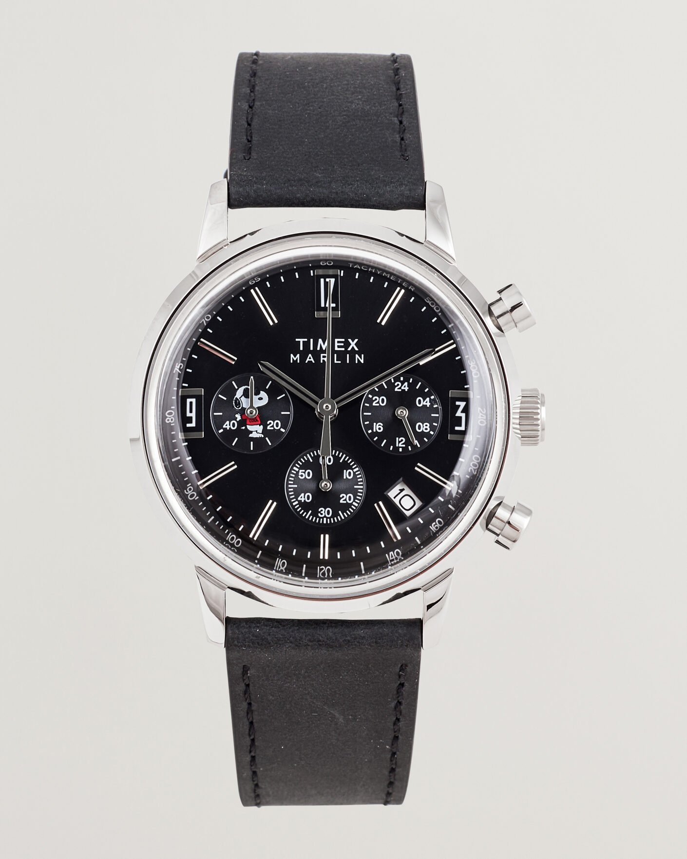 Heren | Timex Timex x Peanuts Chrono Cool Joe Leather 40mm Black Dial | Timex | x Peanuts Chrono Cool Joe Leather 40mm Black Dial