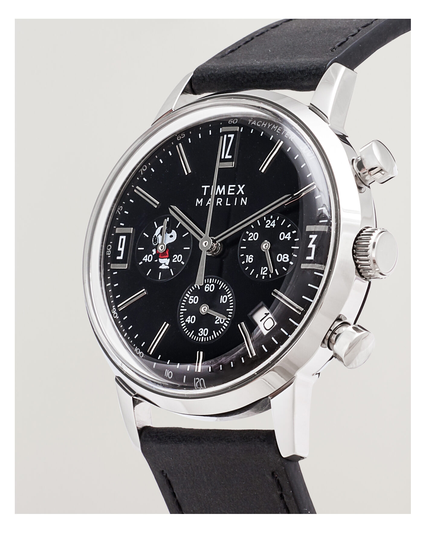 Heren | Timex Timex x Peanuts Chrono Cool Joe Leather 40mm Black Dial | Timex | x Peanuts Chrono Cool Joe Leather 40mm Black Dial